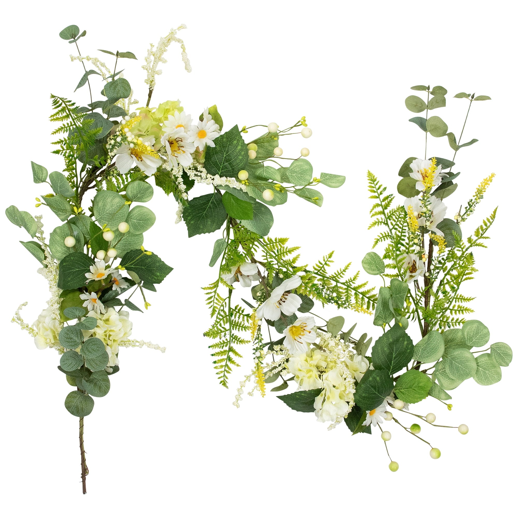Northlight Hydrangea and Eucalyptus Artificial Floral Spring Garland - 5'