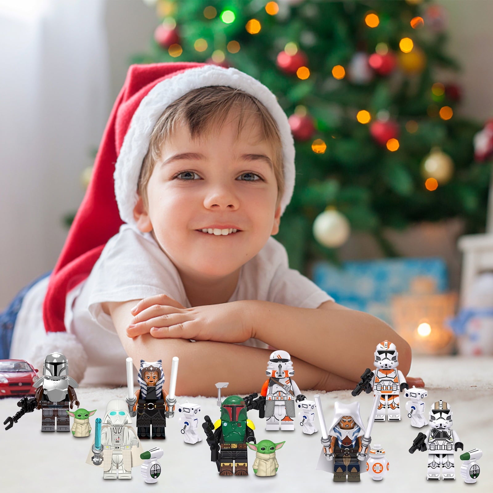 16 Pcs Space Wars Action Figures Building Blocks Set, Battle Droids and Soldiers Clone Troopers Figures Building Toys Cake Toppers, Boys Kids Gift