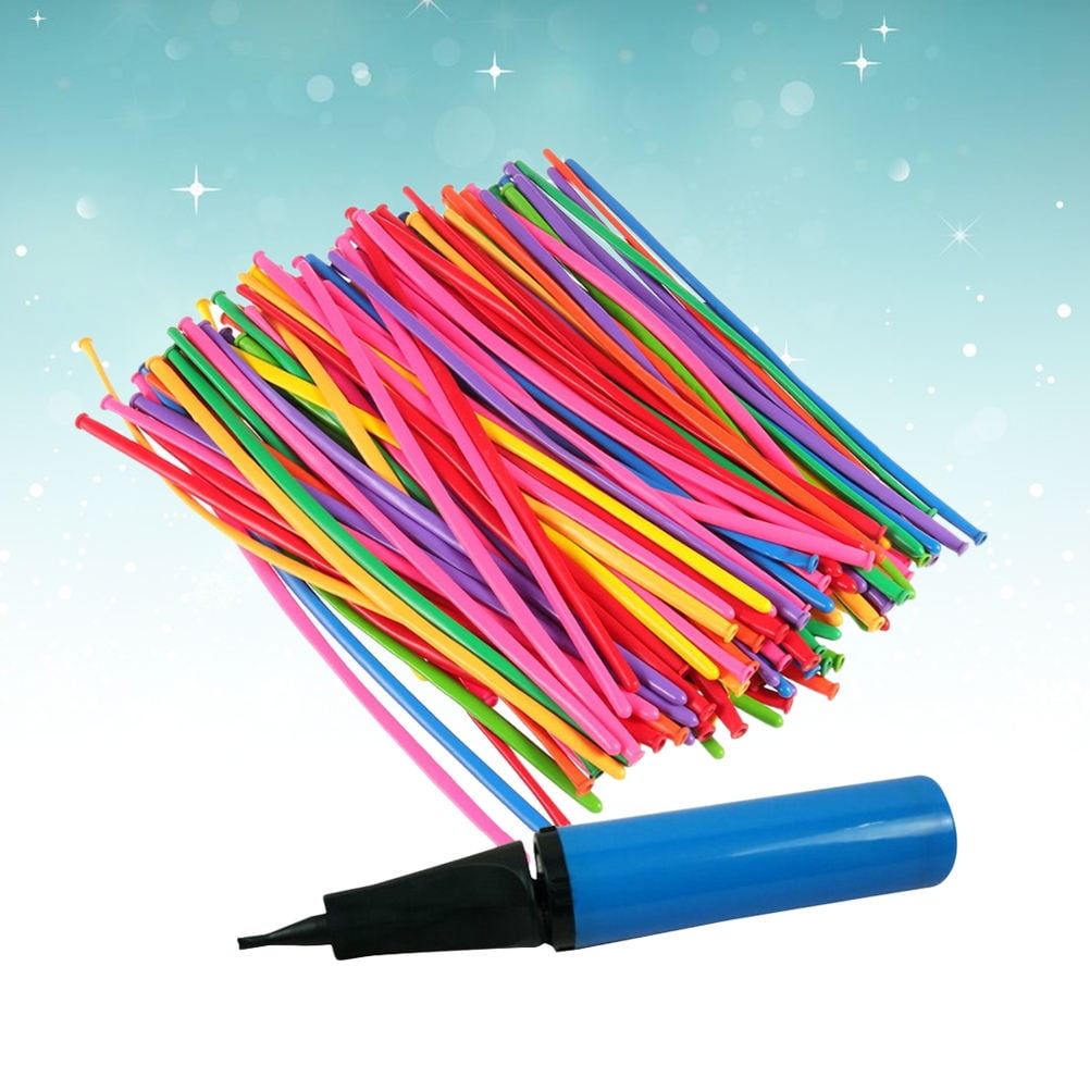 MLINS 402 Pcs  1.5G Long Balloons Twisting Latex Balloons Assorted Color Long Balloons with Hand Pump (Random Color)