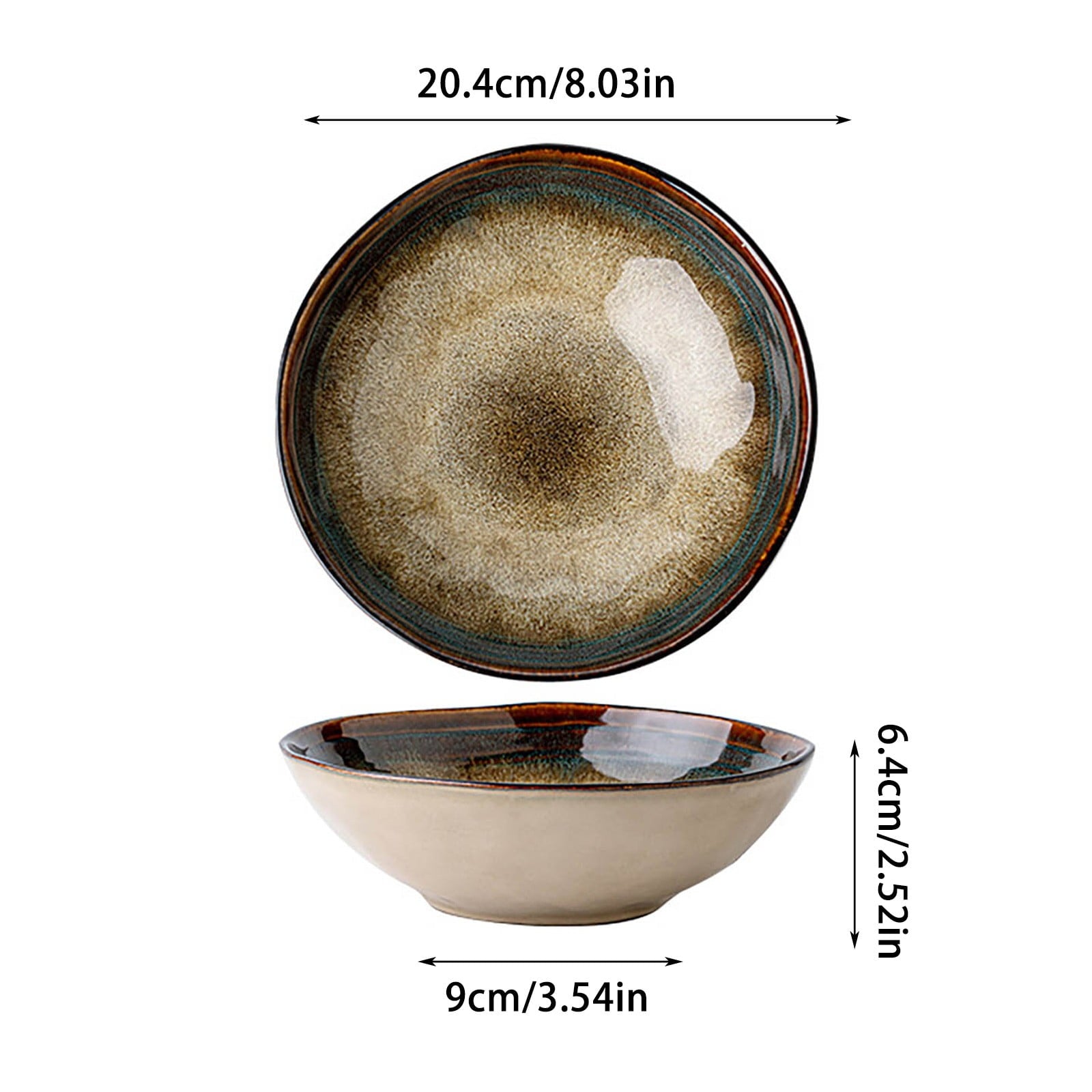 CHIKANSTORE Ceramic Bowls, Hand-designed Kitchen Table Decorative Plates,8X2.5inch