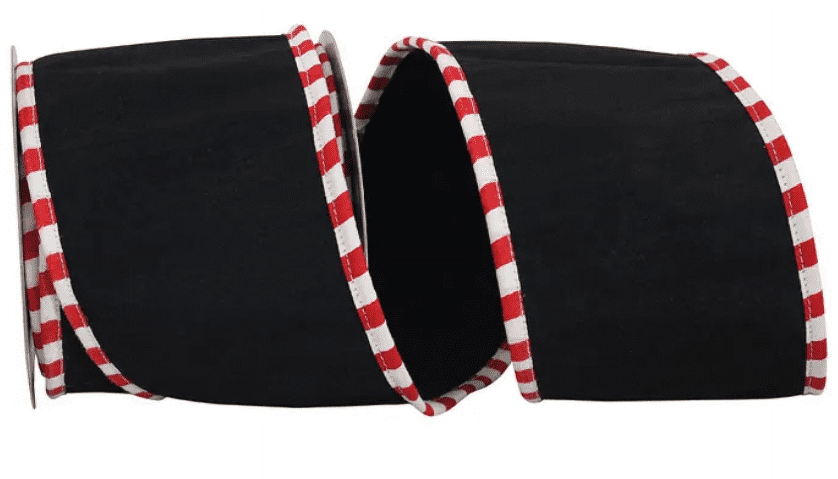 JAM Paper Christmas Black Polyester Design Ribbon, 180" x 4"