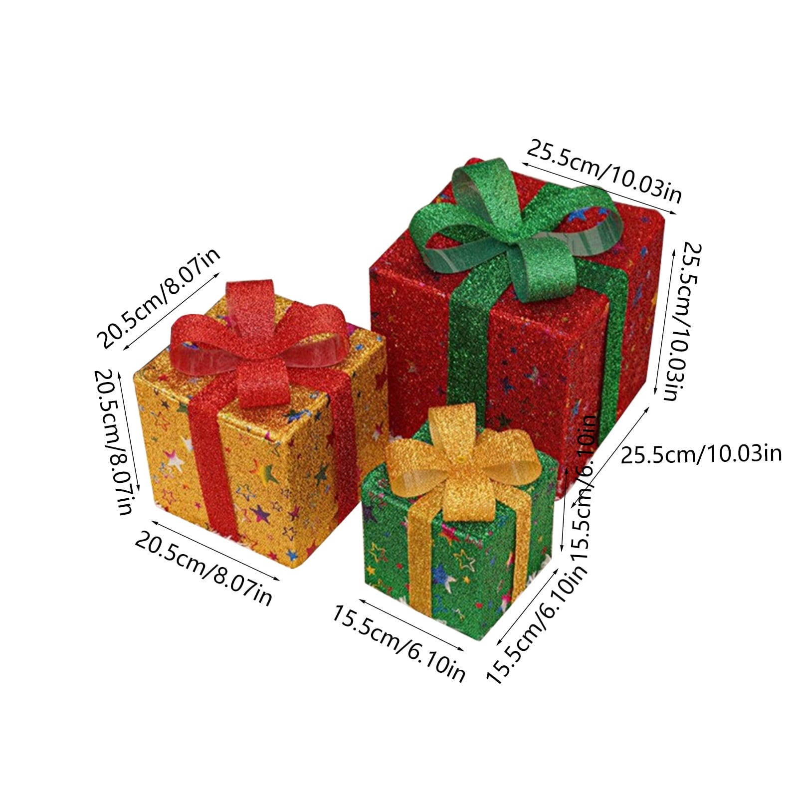 Zhourta 3PCS Lighted Gift Boxes Christmas Decorations Light Up Folding Present Box Christmas Ornaments for Outdoor Indoor Xmas Tree Yard Home Decor