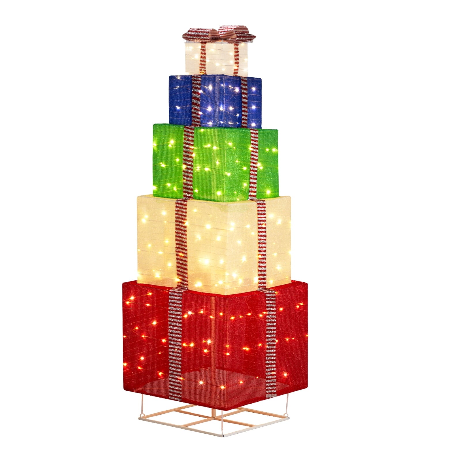 Ktaxon 6FT Lighted Gift Boxes for Christmas Holiday Decor,Outdoor Indoor Christmas Decor,Multi-colored