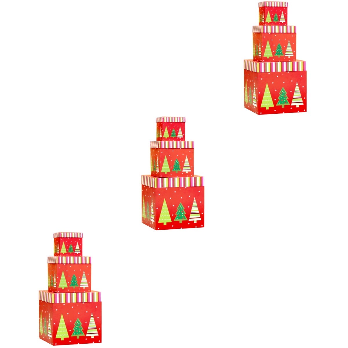 BERTDOMD 3 Sets 3pcs Xmas Sqaure Gift Packing Bag Gift Box Candy Box Gift Wrapping Case