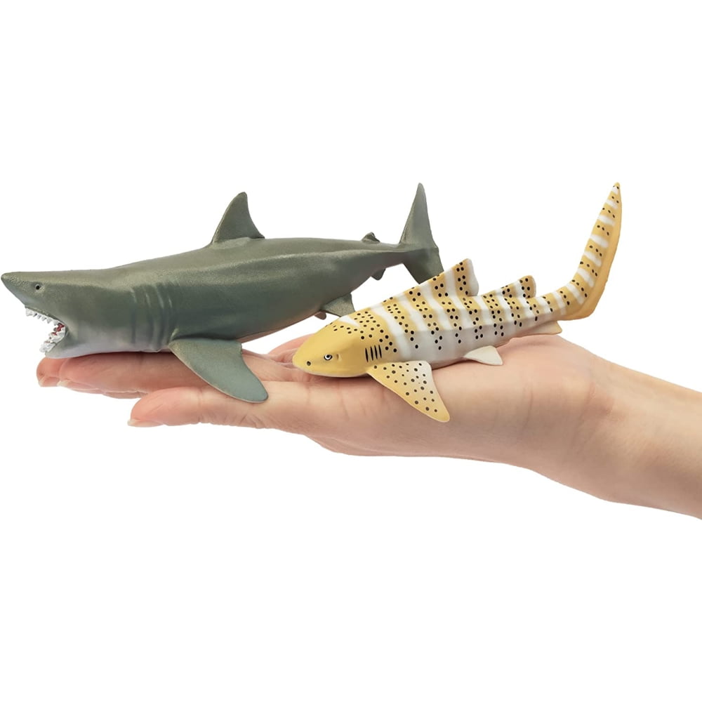 AAOMASSR 6 PCS Realistic Shark Bath Toy Figurines, Plastic Ocean Sea Animals Figures Set Includes Whale Shark, Tiger Shark, Mako Shark, Cake Toppers
