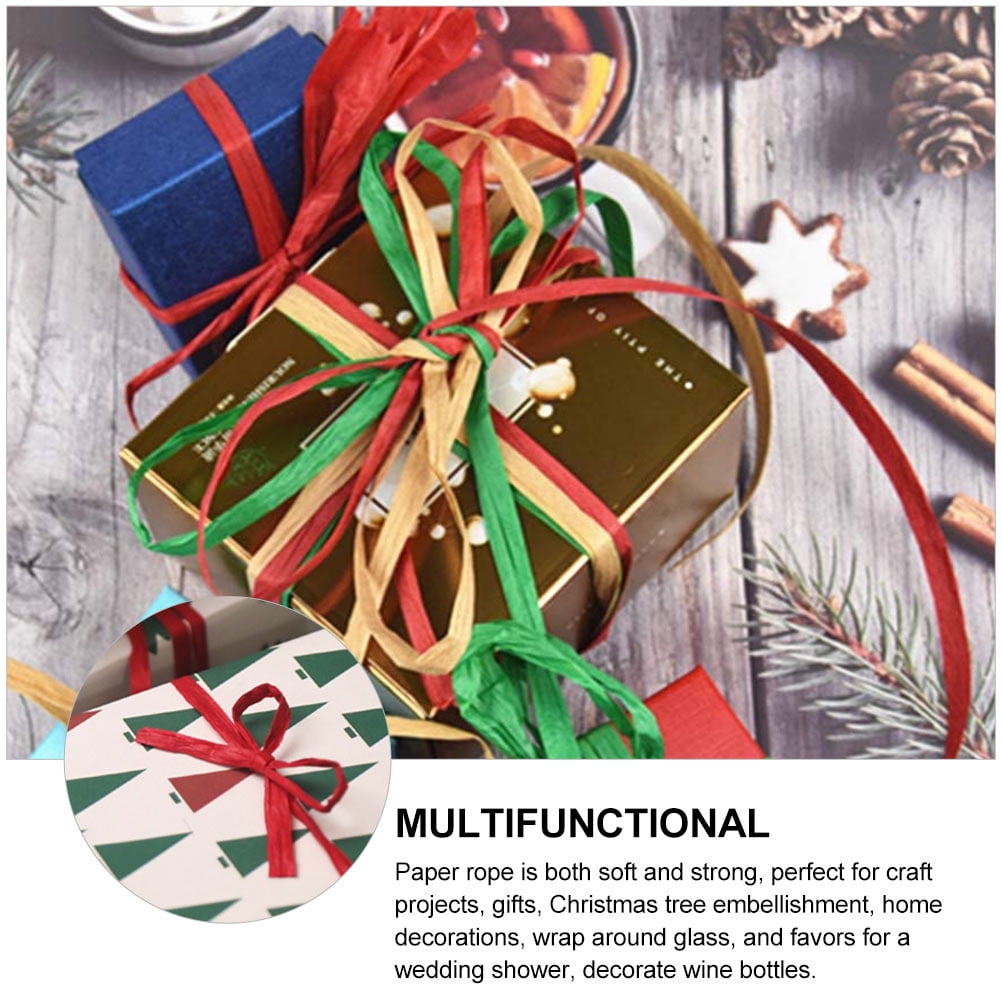 Raindrops  3 Pieces Christmas Decor Rattan Material Raffia Rope Wrapping Gift Boxes