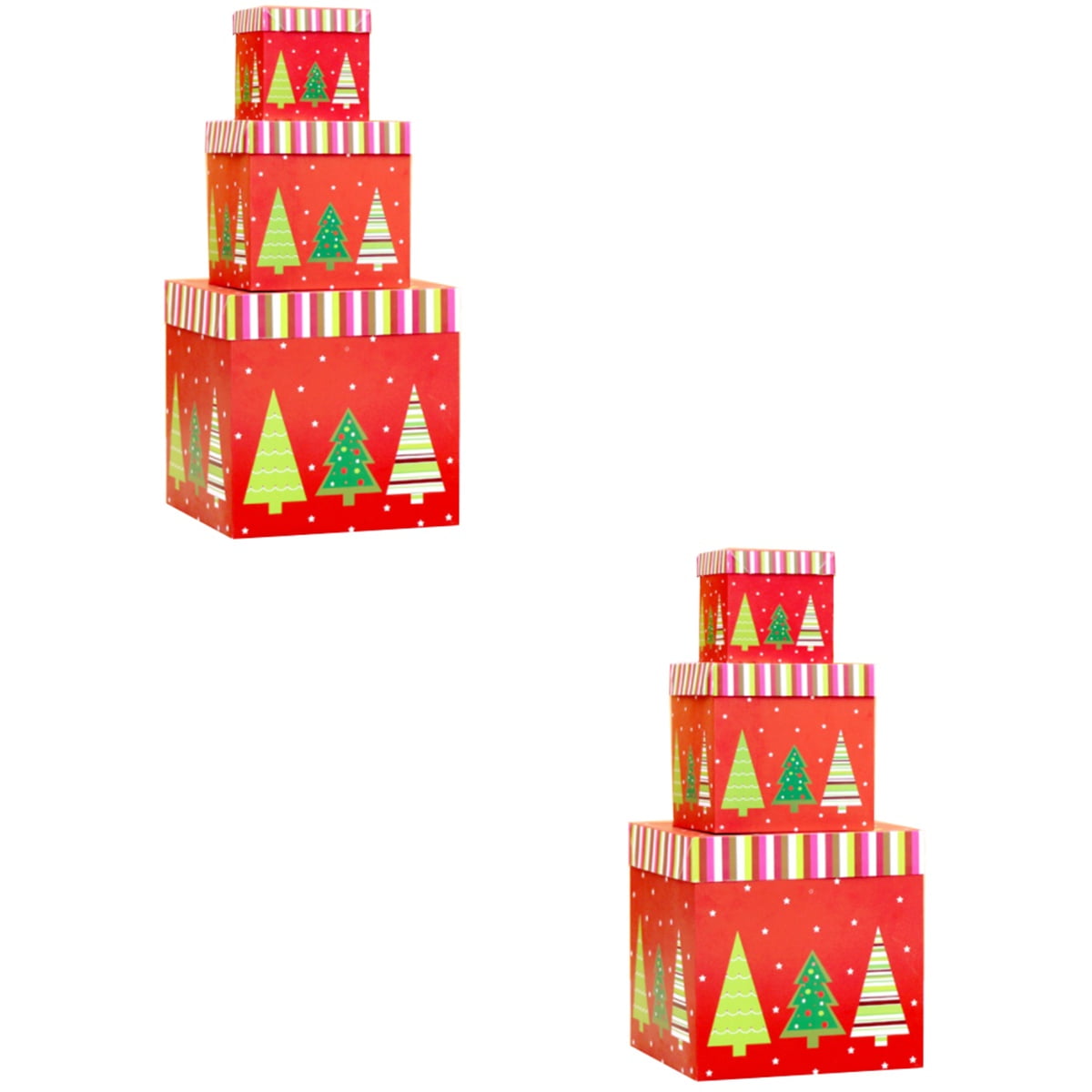 BERTDOMD 2 Sets 3pcs Xmas Sqaure Gift Packing Bag Gift Box Candy Box Gift Wrapping Case