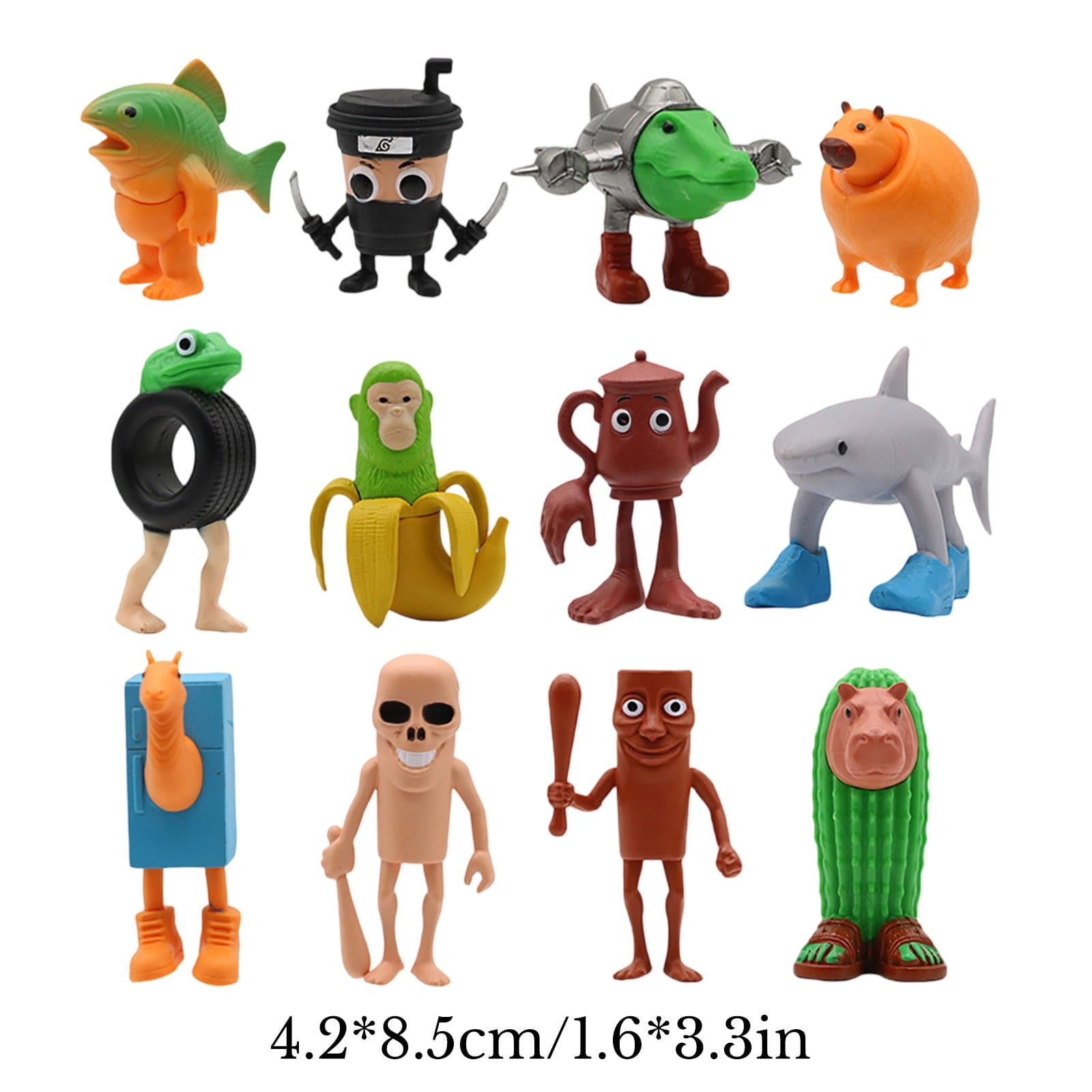 Italian Brainrot Figures, 10in Italian Brainrot Toys, Tralalero Tralala Action Figures Italian Brainrot Cake toppers Birthday Decorations Gifts for Fans office Room Figurine Decor, Italian Brainrot