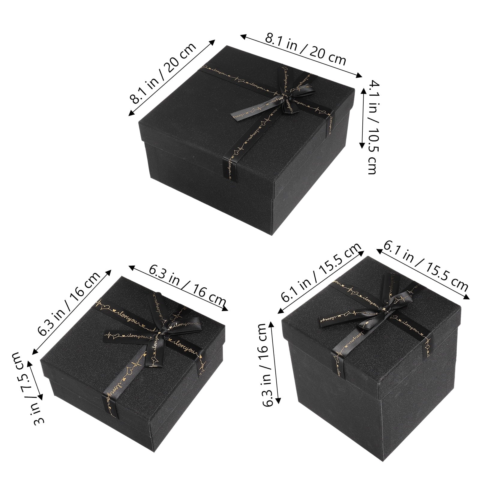 unbranded  3 Pcs Gift Wrapping Boxes Favors Cardboard Crate Bridesmaid Black