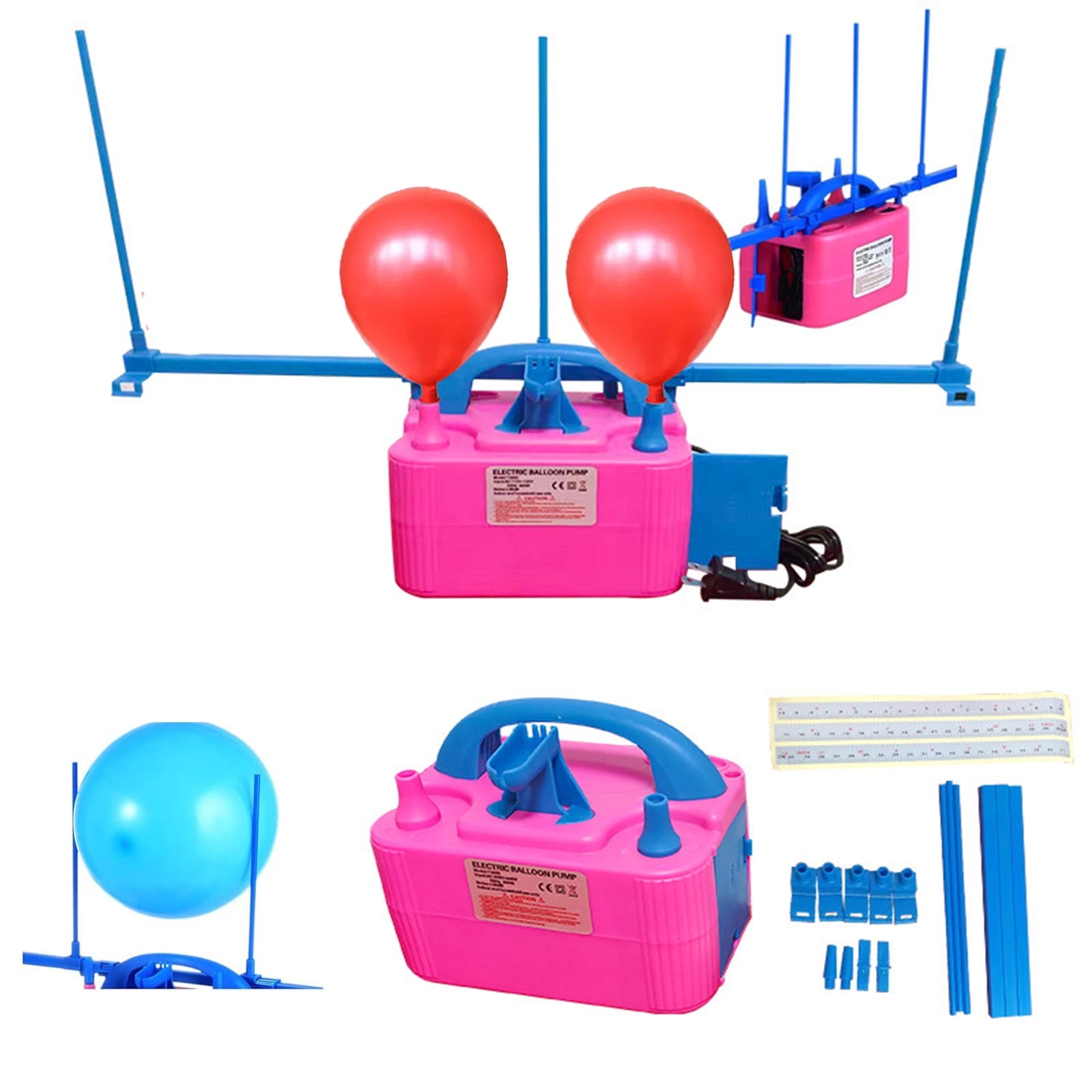 Kripyery Electric Balloon Pump Dual Nozzle Electric Balloon Inflator Quick Inflating Balloon Promotion Tool Party Decoration EU Plug