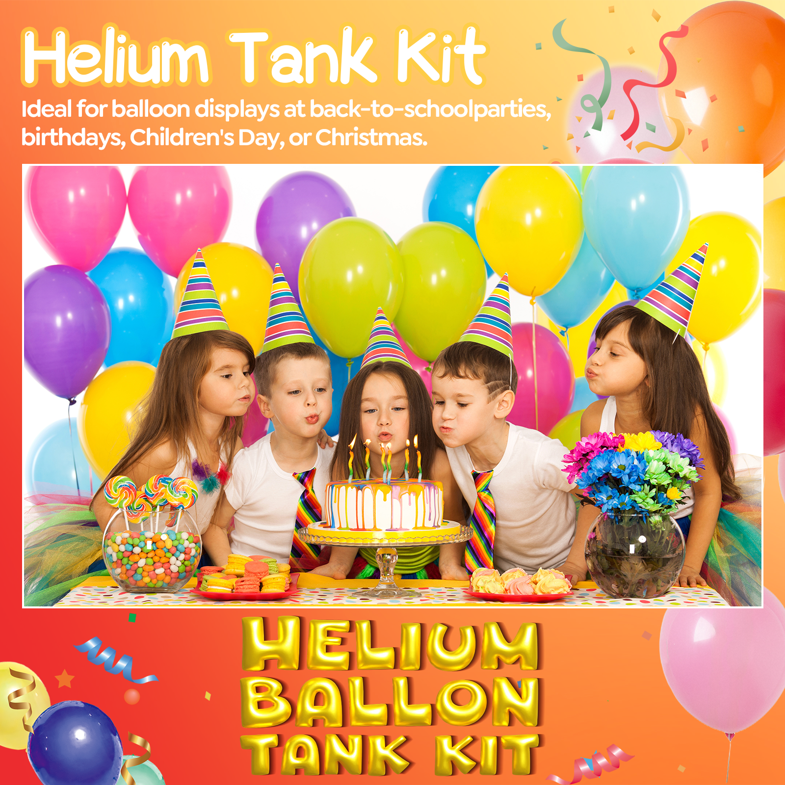 Helium Tank for Balloons at Home 13.4L Up to 50 Latex Balloons Ribbons 99.99% Pure Helium Gas Tank Pump Kit (1 Tank)