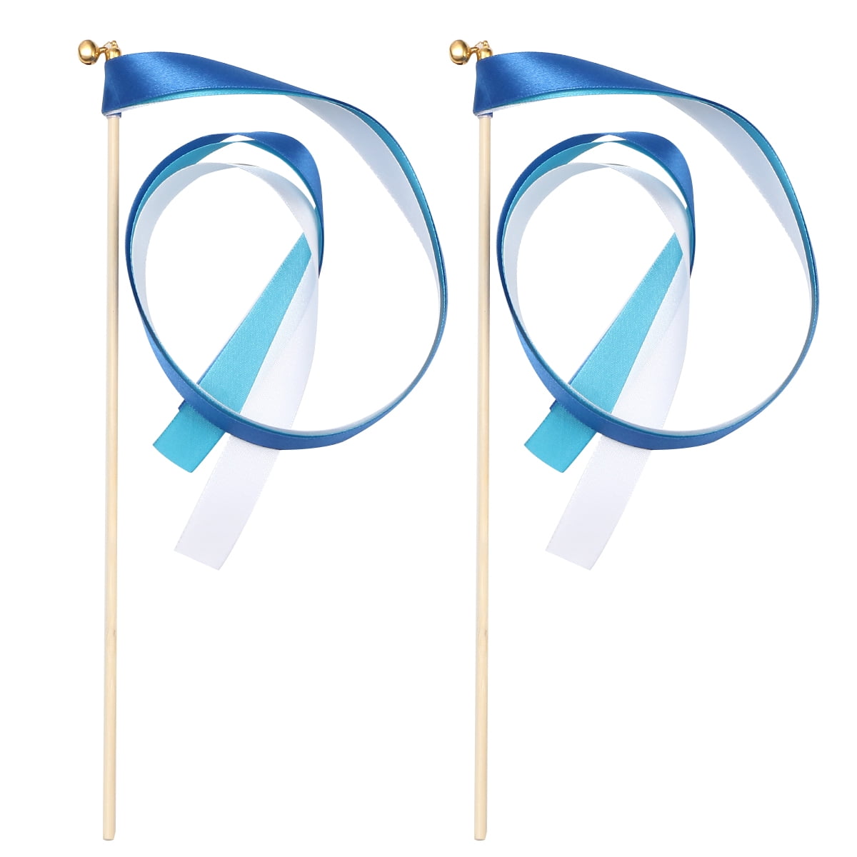 3 Pieces Ribbon Stick Ribbons Sticks Cheer Props Child 1.5cm X 60cm Blue