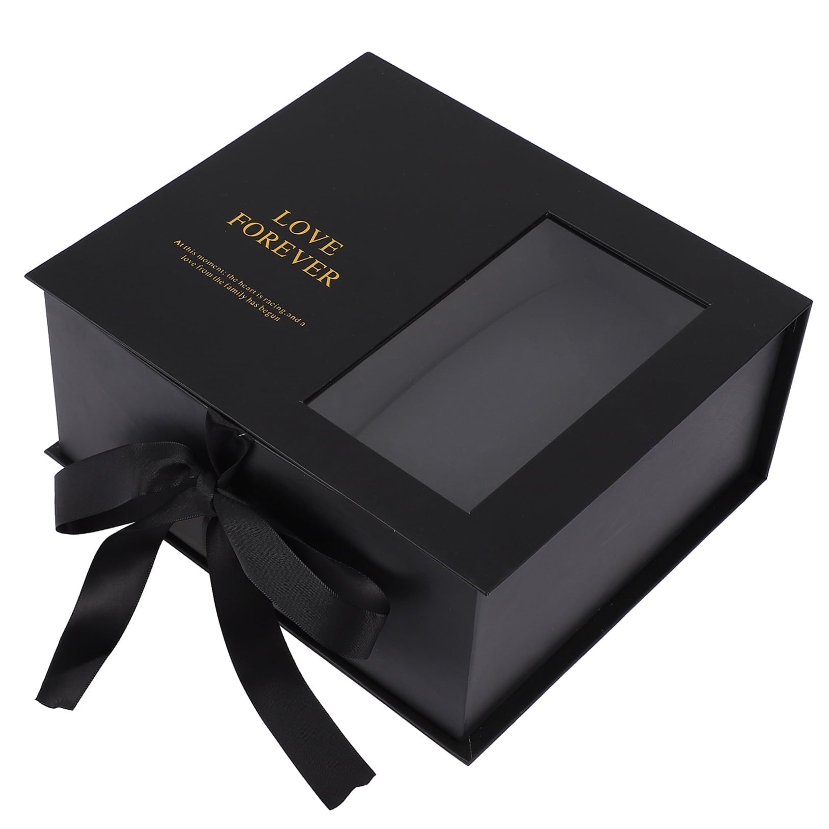 COSMOBETTY 1Pack Black Cardboard Flower Wrapping Box for Bouquet Portable Storage Case 9.8x8.5x4.1in