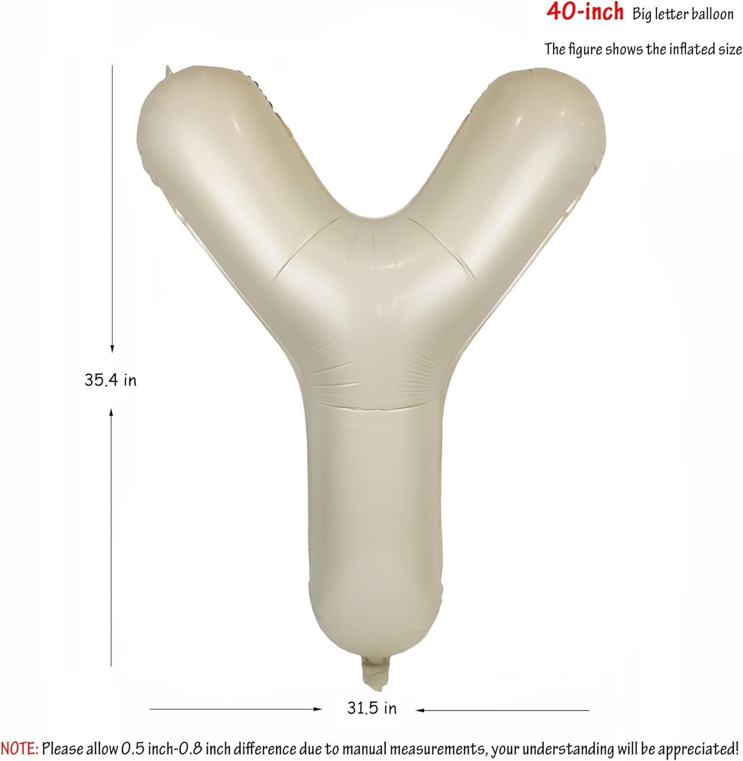 hlquji 40 In Cream White Letter H Balloons Big Alphabet Foil Word Balloon Beige Large Inflating Balloon Letters Sand Mylar Helium Custom Letter Balloon For Boys Girls Birthday Party Baby