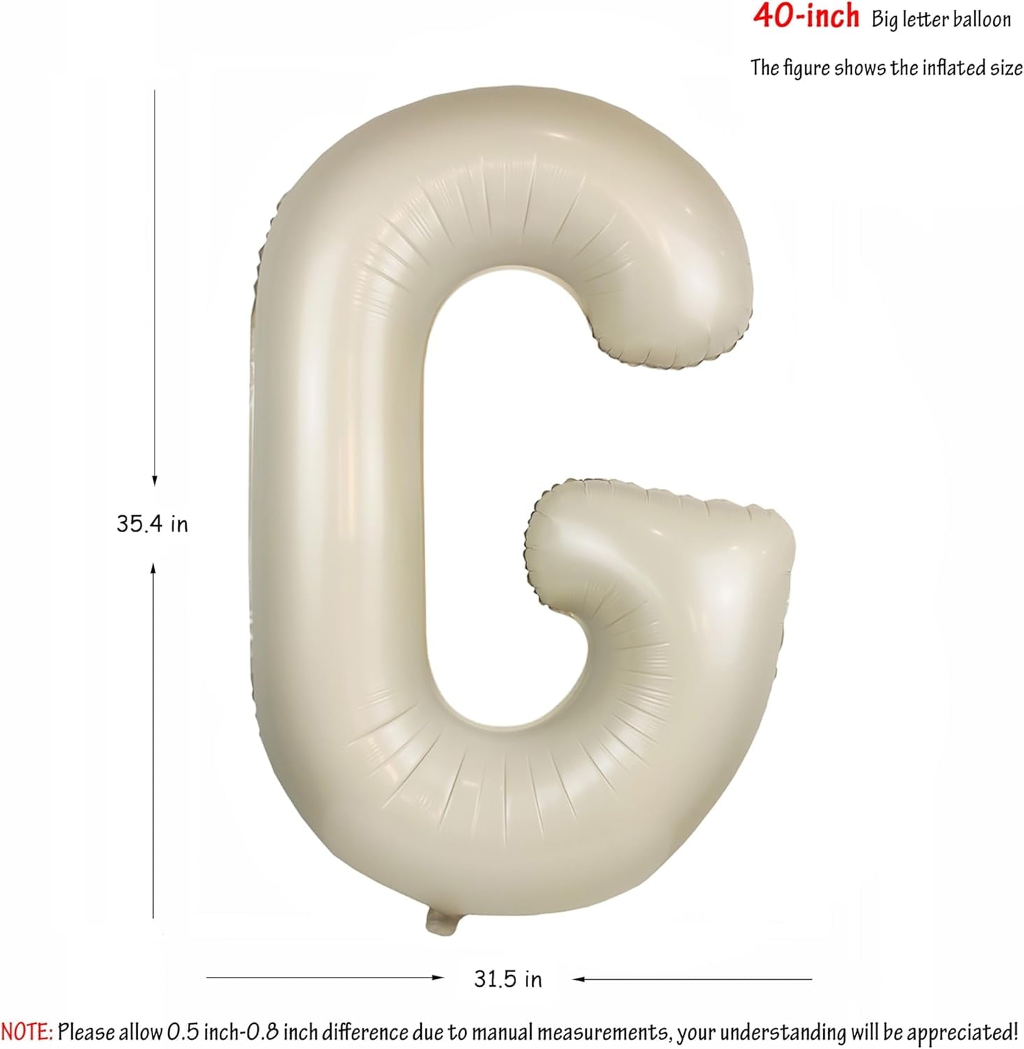 hlquji 40 In Cream White Letter H Balloons Big Alphabet Foil Word Balloon Beige Large Inflating Balloon Letters Sand Mylar Helium Custom Letter Balloon For Boys Girls Birthday Party Baby