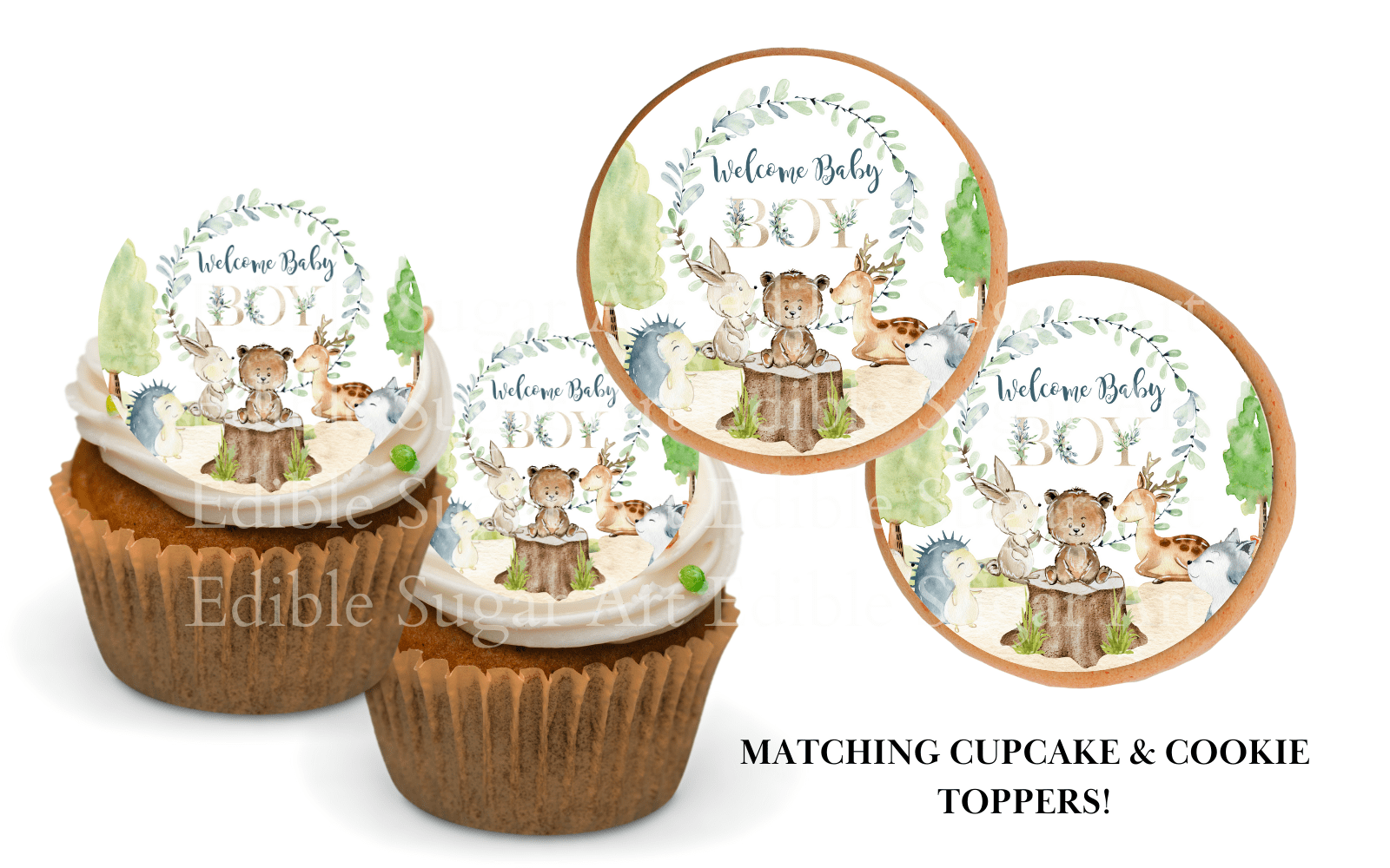 Woodland Baby Shower Cake Topper Edible Image Forest Friends Baby Shower Woodland Party Decorations