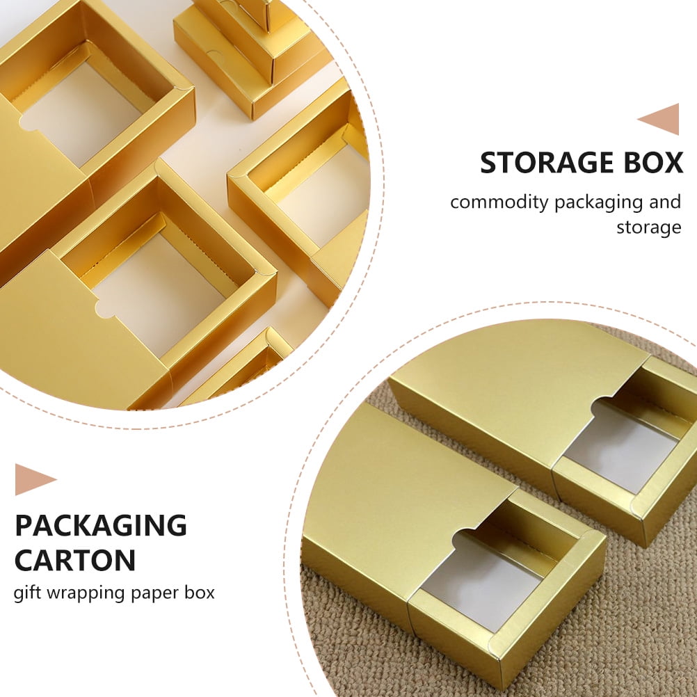 HEMOTON 10 Pcs Present Cases Gift Wrapping Box Compact Golden