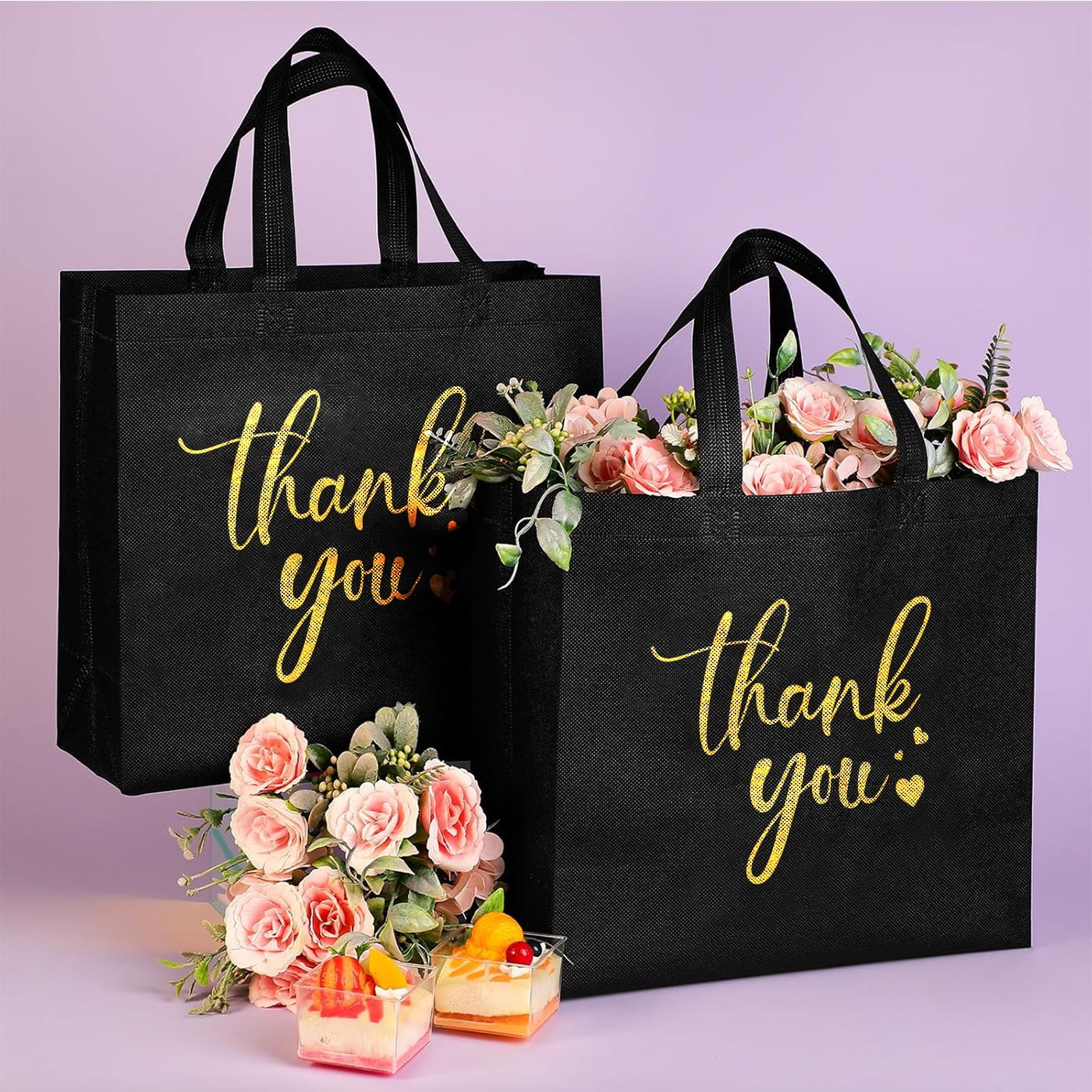 30Pcs Thank You Gift Bags, Large Reusable Gift Bags,Thank You Bags with Handles for Business, Shopping, Wedding, Baby Shower, Graduations, Party Favors
