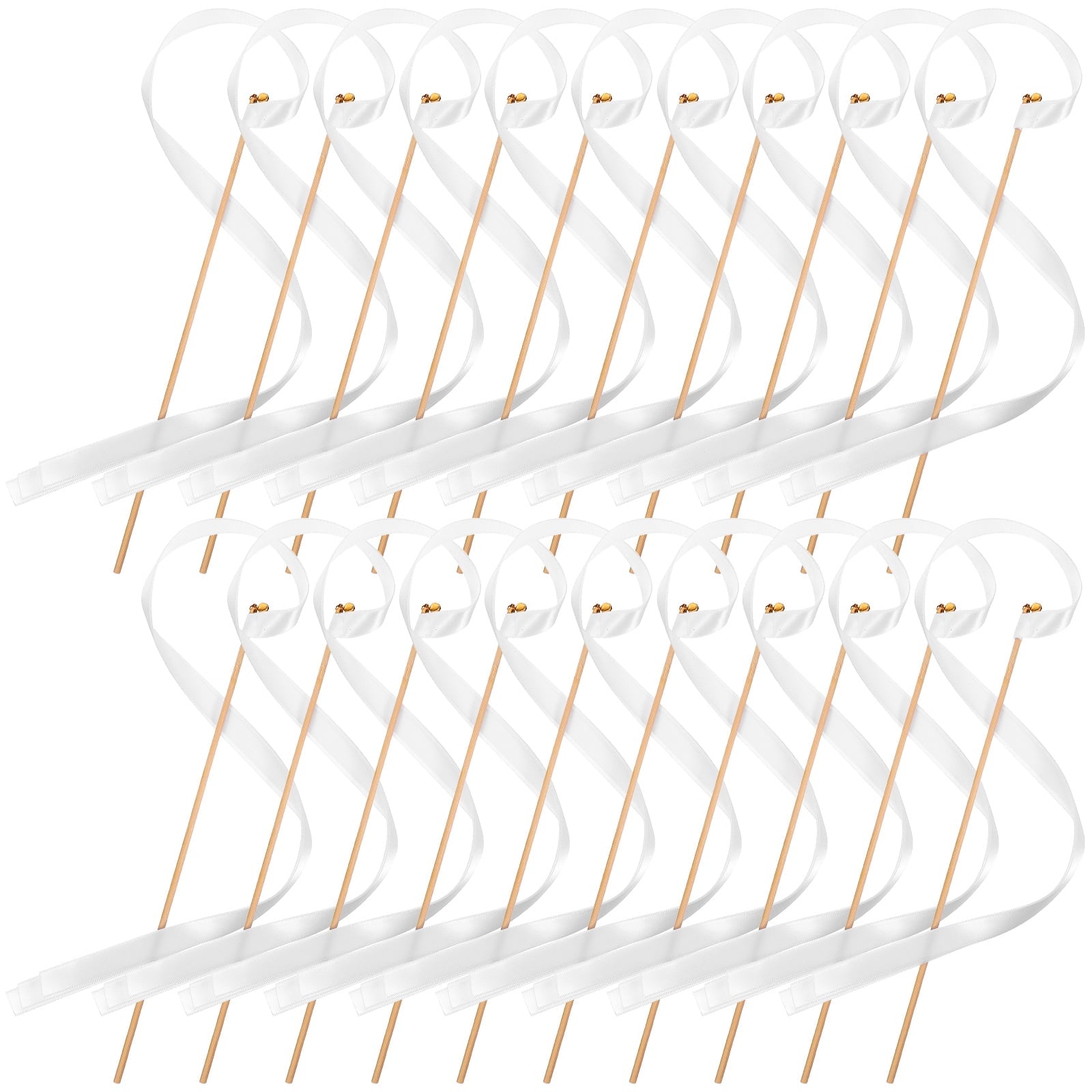 30pcs Wedding Party Ribbon Sticks Wand Streamer Lightweight Fairy Ribbon Sticks With Bells