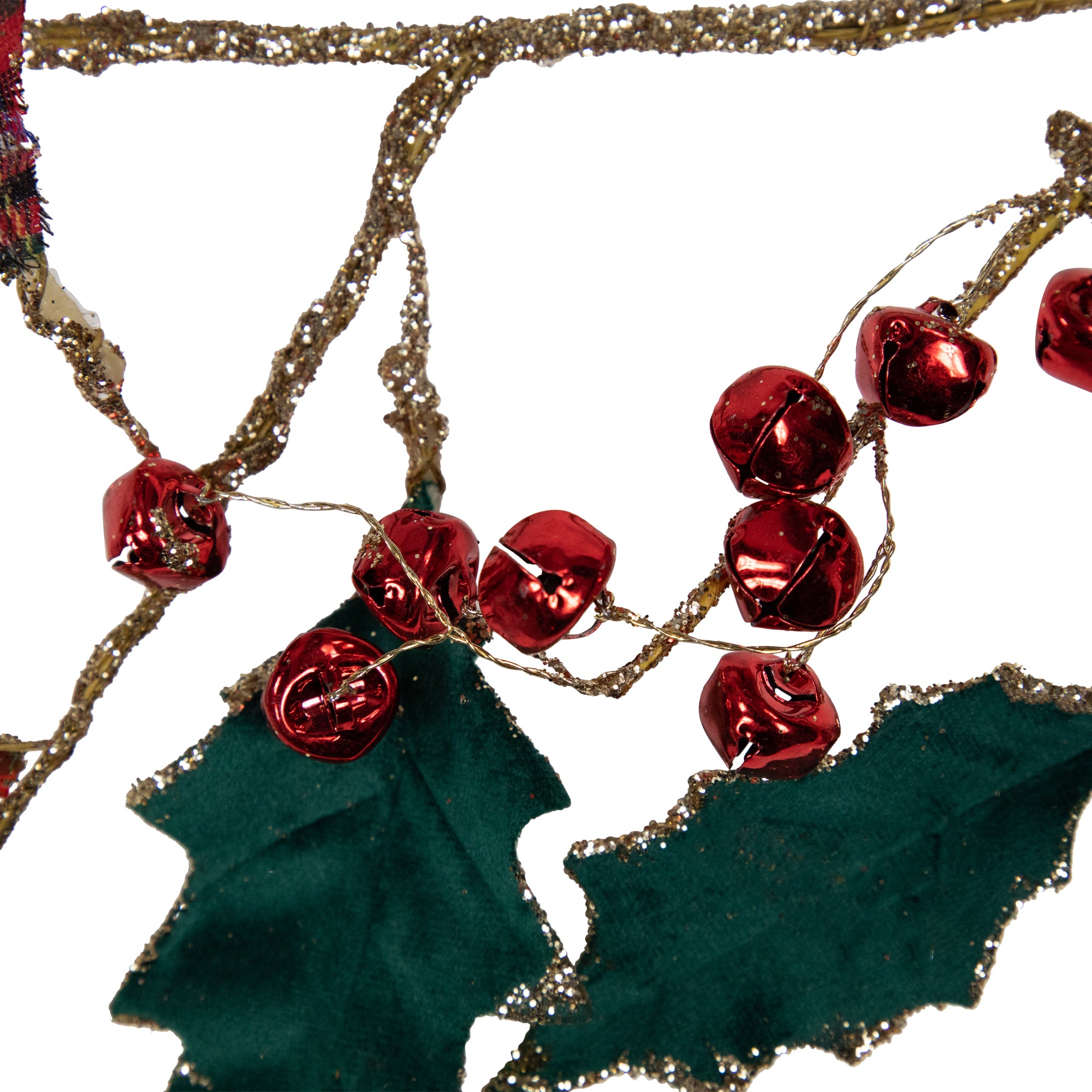 5' Green and Red Plaid Holly with Jingle Bells Christmas Garland - Unlit