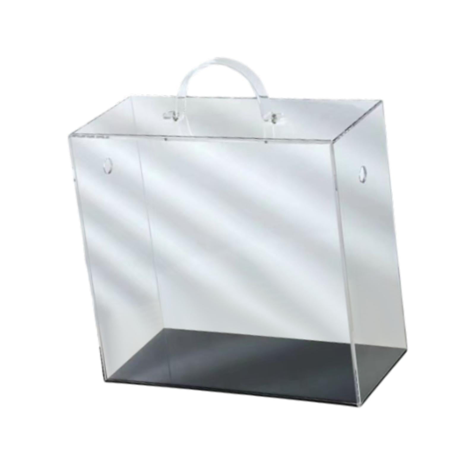 Sharprepublic Clear Acrylic Flower Box with Handle Elegant for Bridal Shower Gift Tote Bag 25.5x12x21cm
