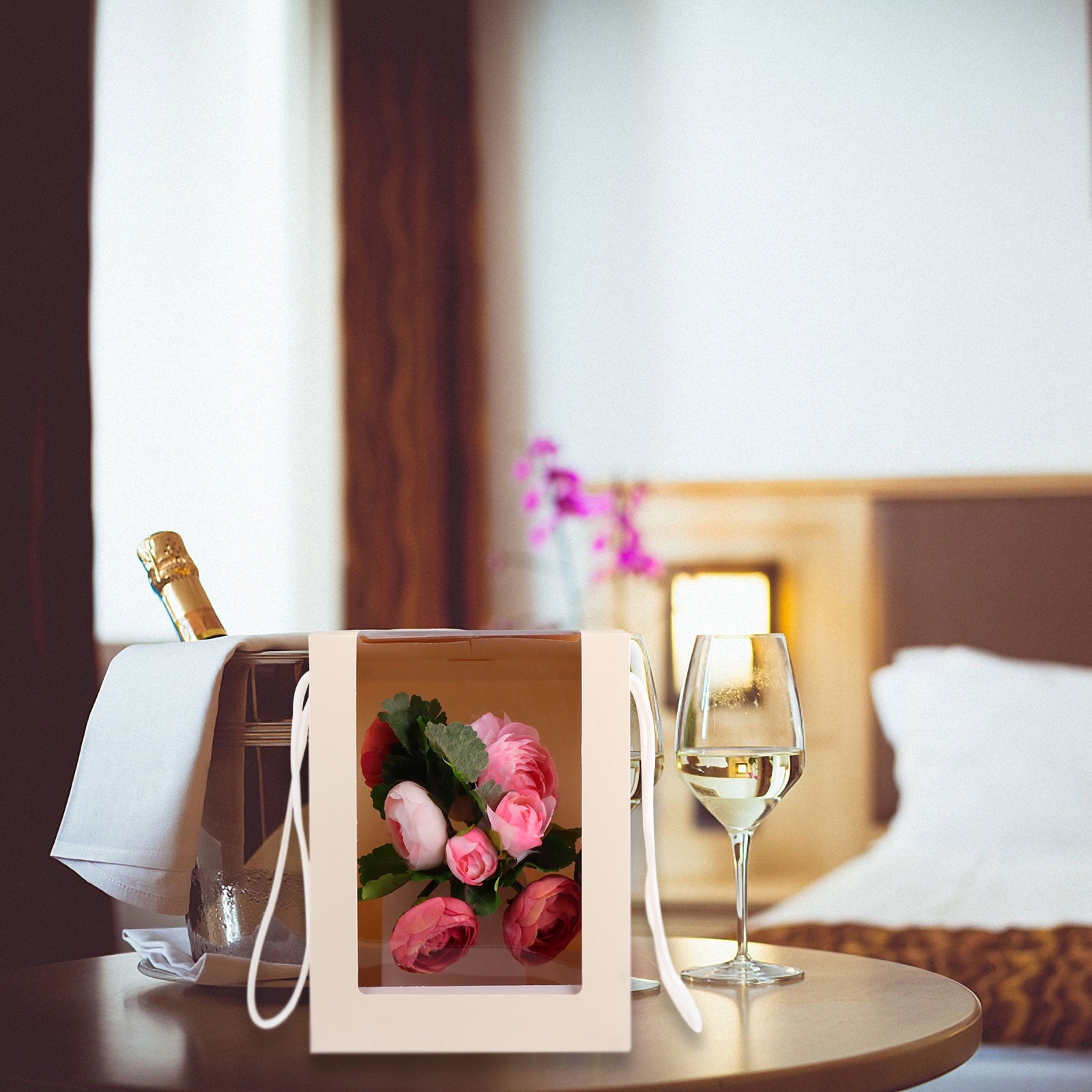 Wedding Decoration Flower Box 2 Pcs Bouquet Wrapper Floral Boxes Bride Bouquets for Plastic