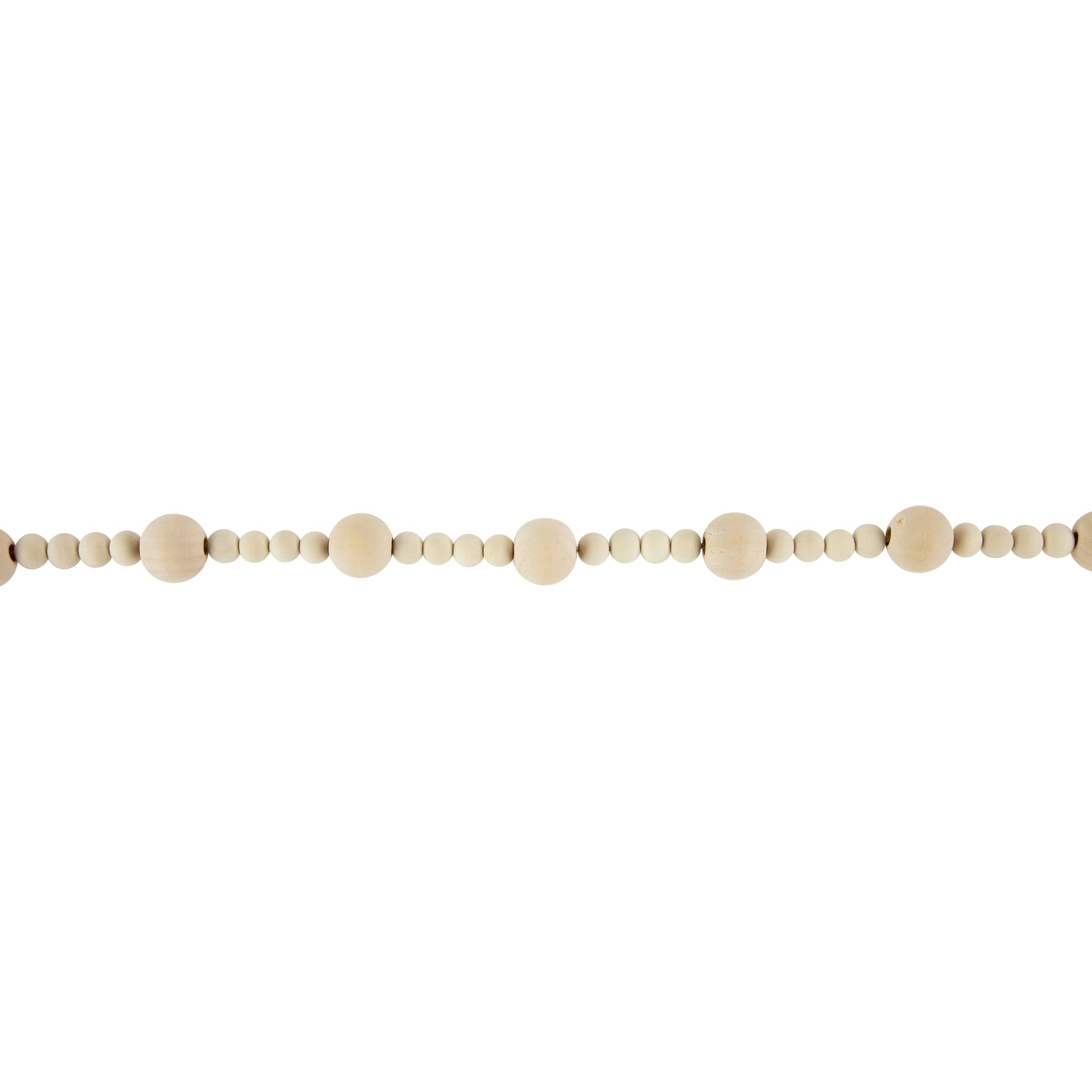 Northlight 6' Cream Wooden Beads Christmas Garland, Unlit