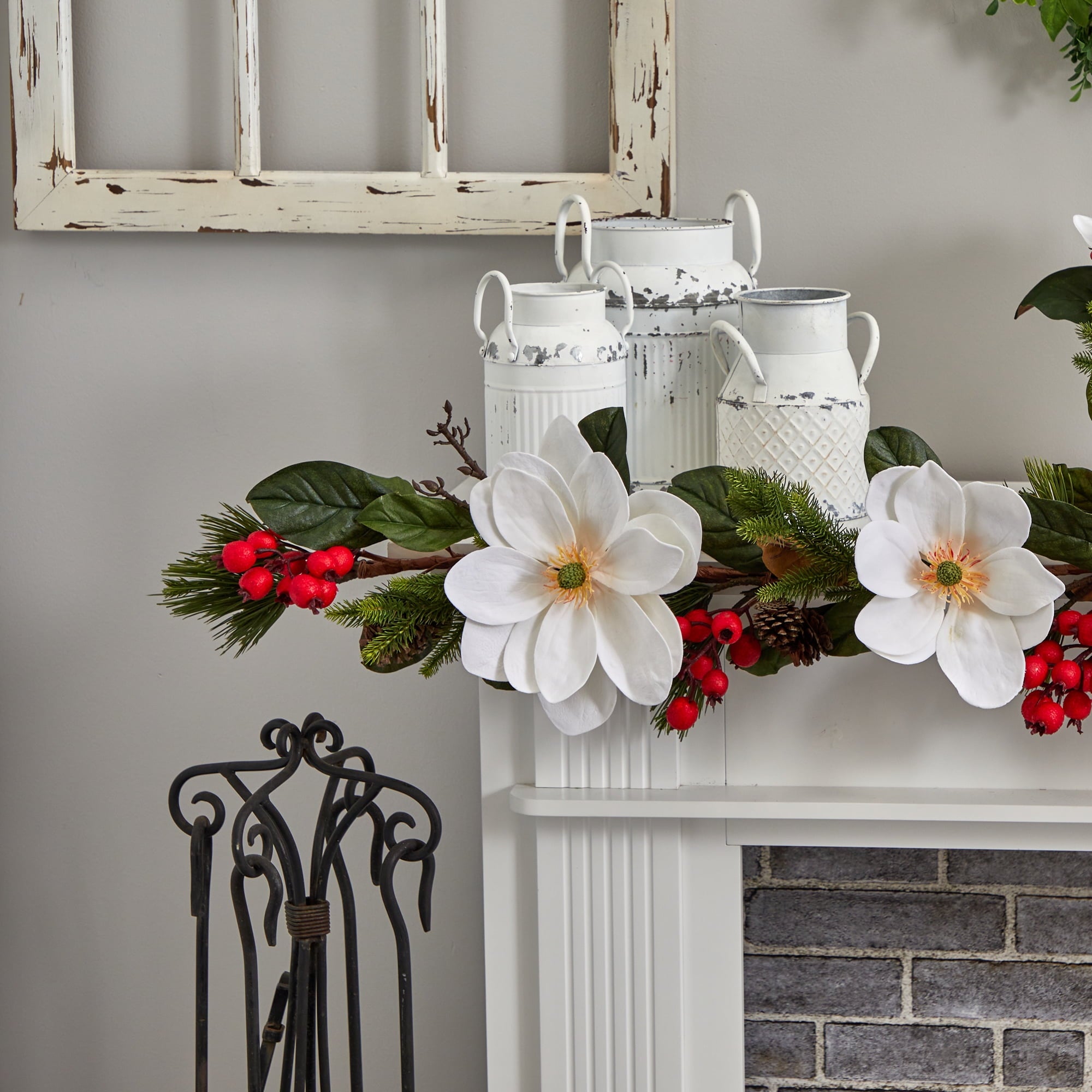 Nearly Natural Holiday Pine Garland, 6" (Assorted Colors)