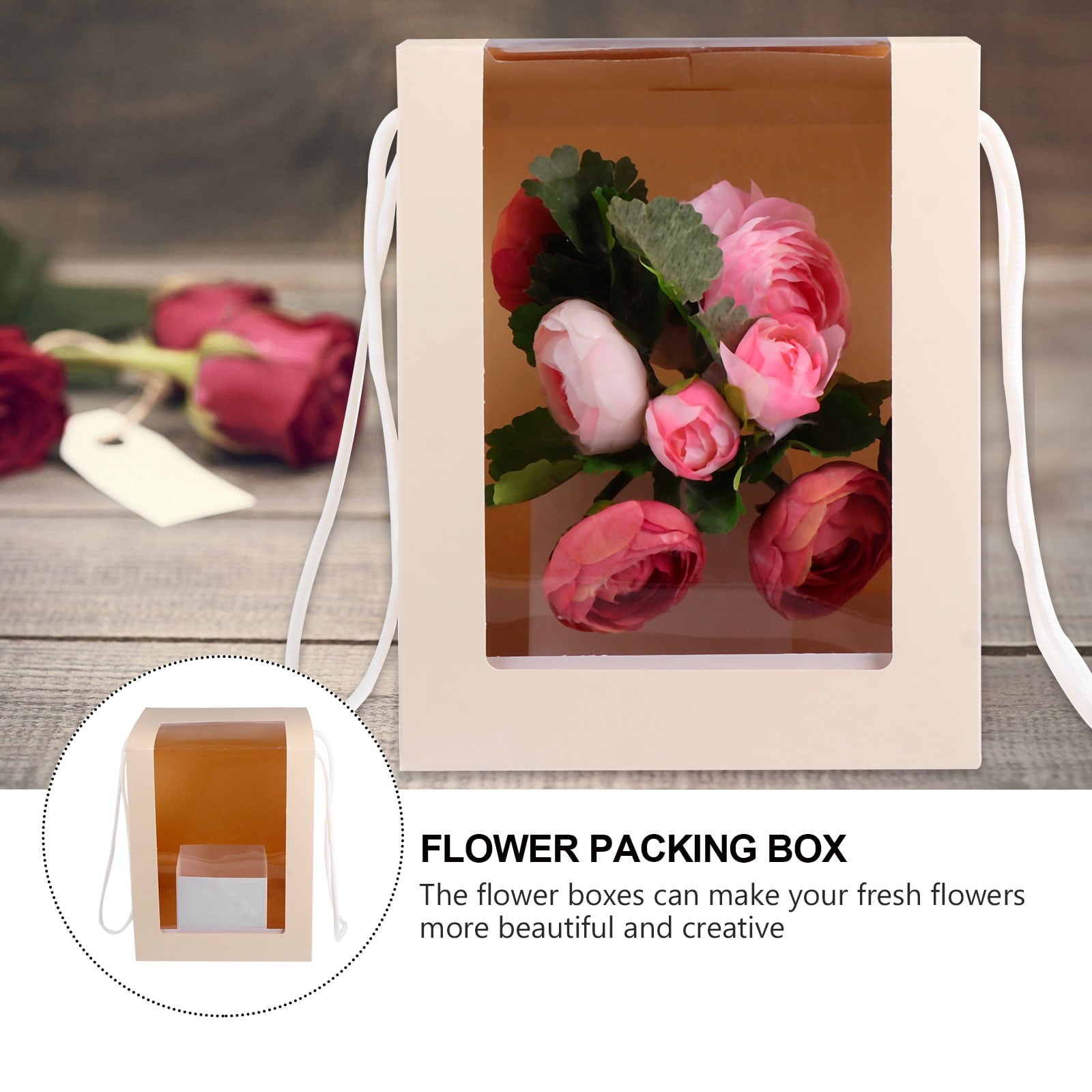Wedding Decoration Flower Box 2 Pcs Bouquet Wrapper Floral Boxes Bride Bouquets for Plastic