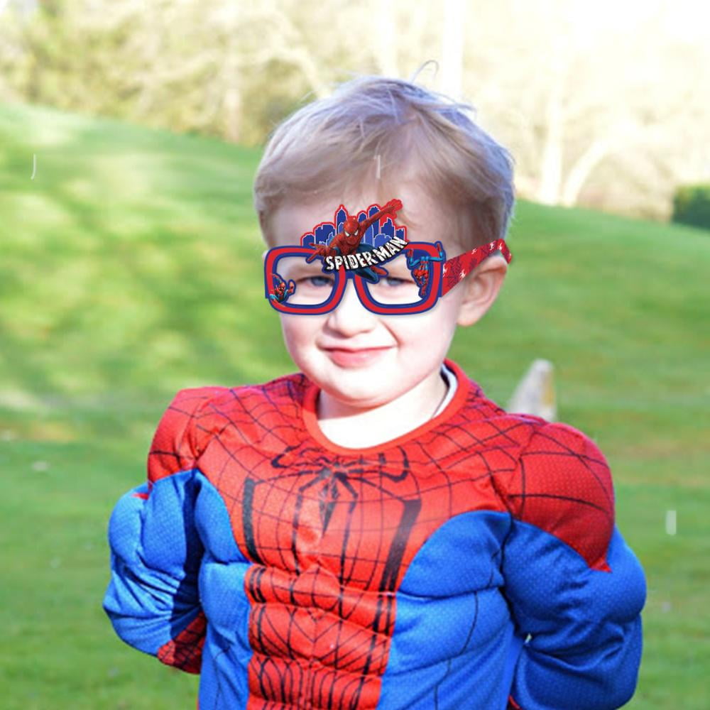 16 Pieces Spider-Man Paper Party Glasses, Mario Paper Glasses for Birthday Party Decoration Supplies
