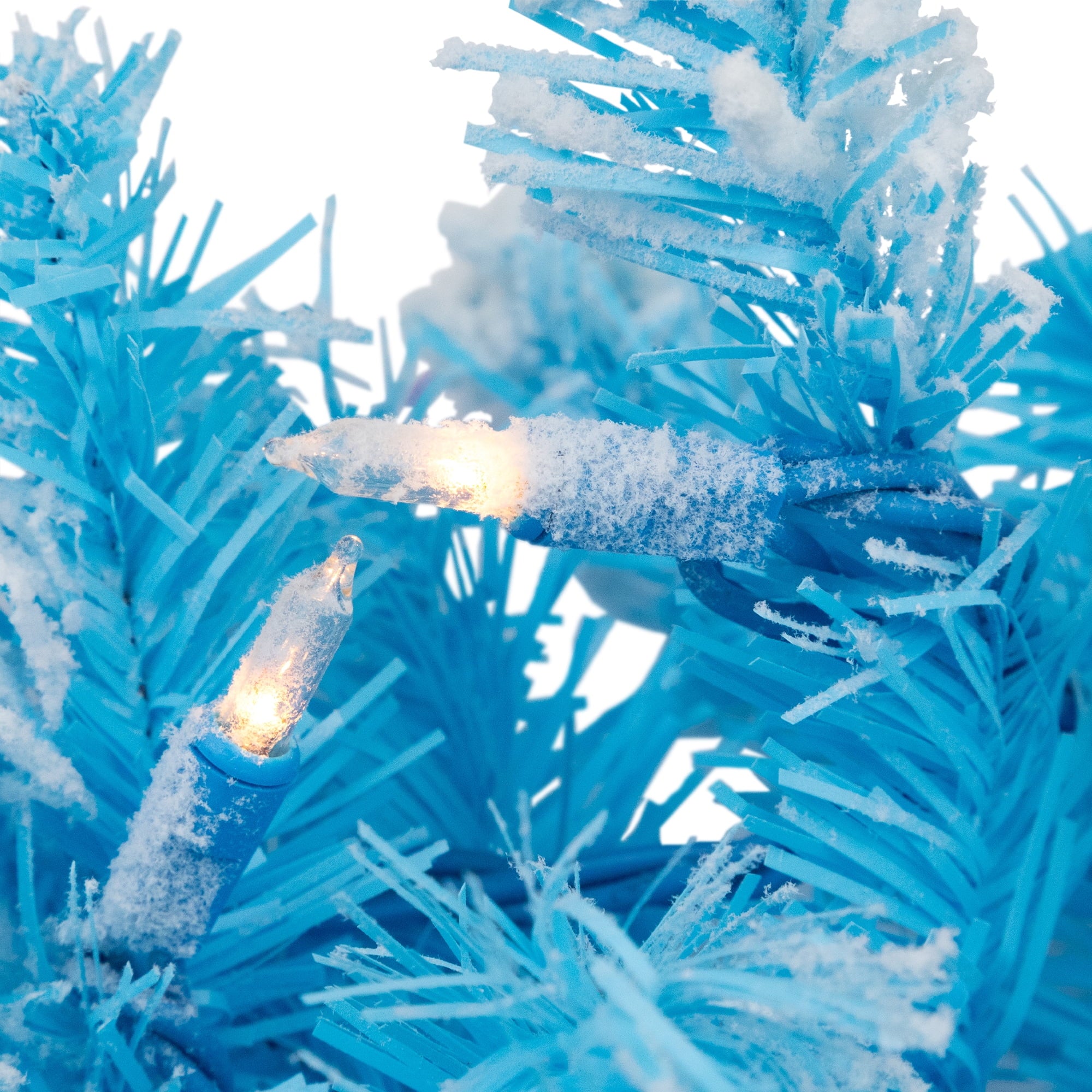 Northlight Pre-Lit Artificial Flocked Pine Christmas Garland - 9' - Sky Blue - Clear Lights