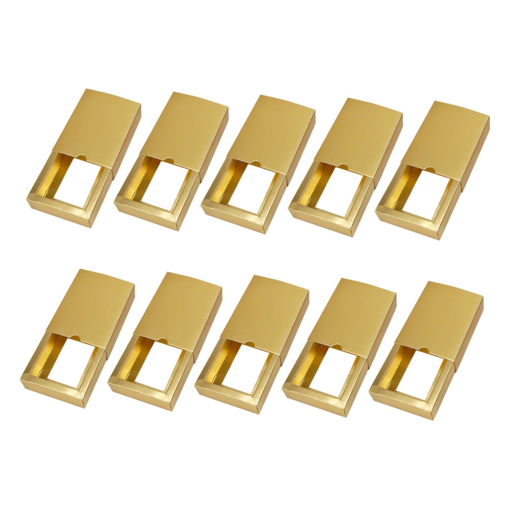 HEALEEP 10Pcs Golden Paper Drawer Type Wrapping Boxes for Presents and Households