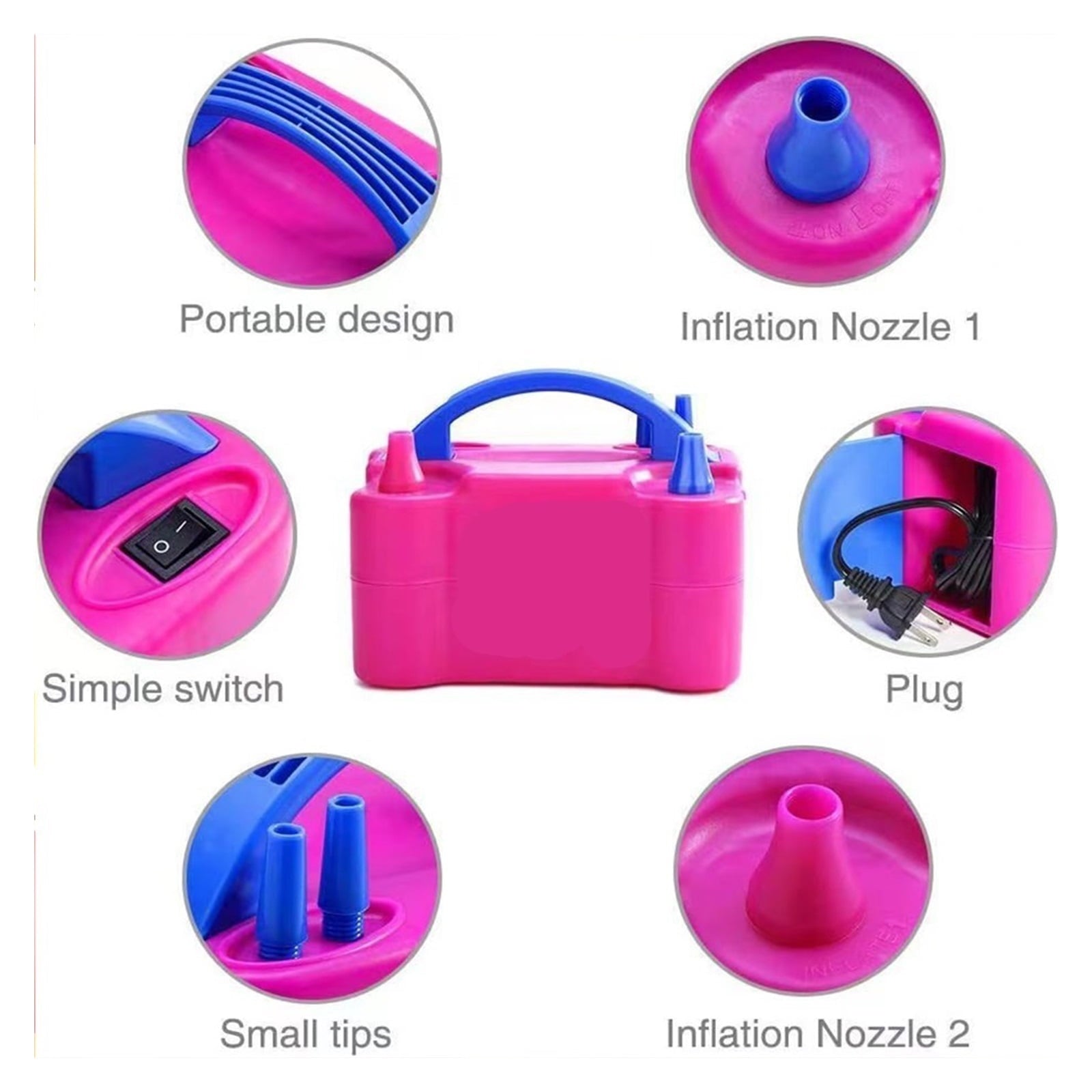AC High Power Auto Electric Nozzle Air Blower Balloon Inflator Pump Fast