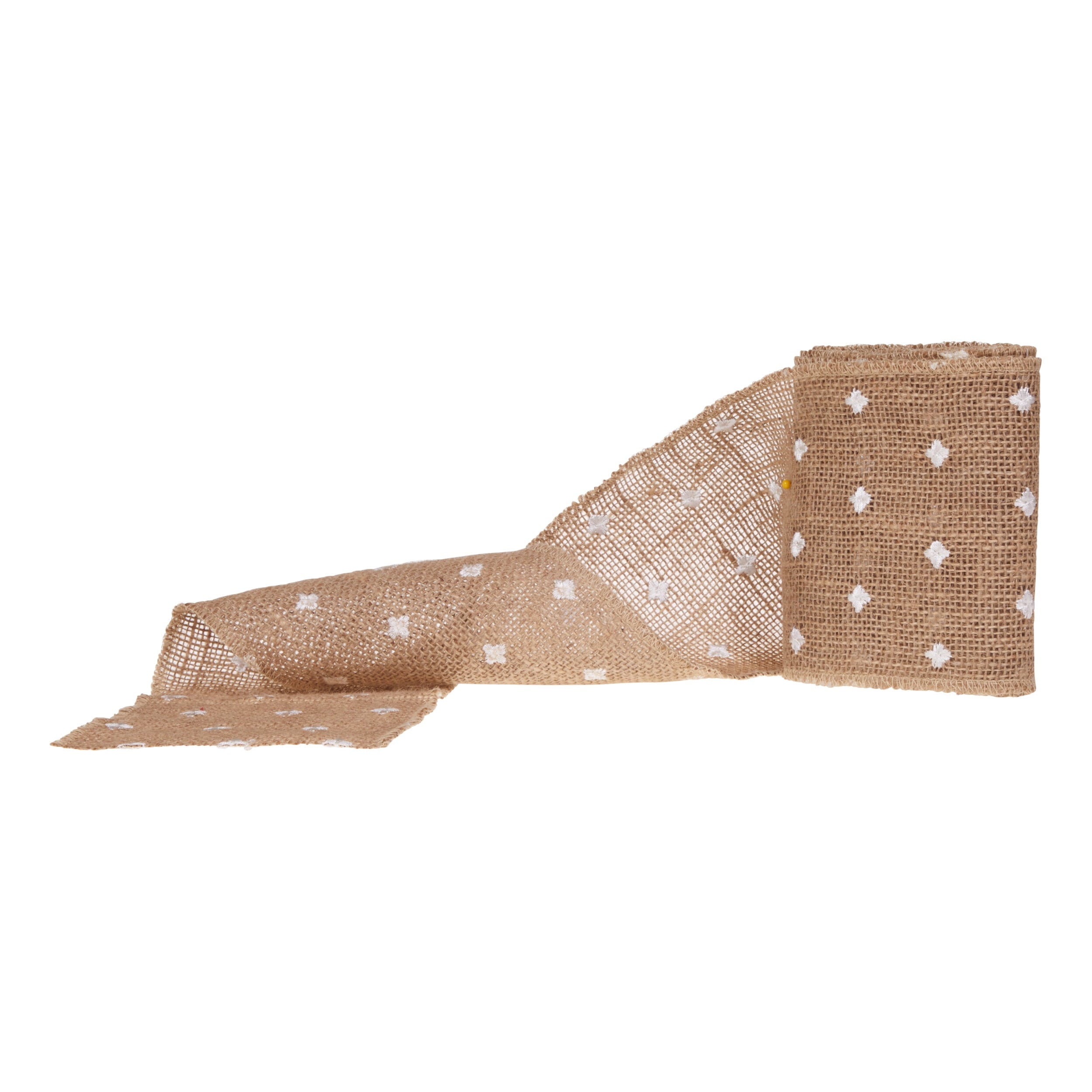 Love, Laugh, Craft Natural Jute Burlap Ribbon, 5"W x 3-Yd, 4-Pk, Precut, Beige/White