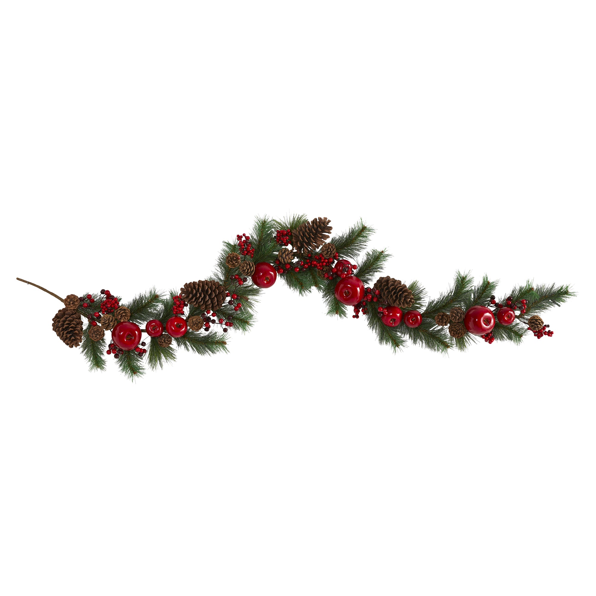 Nearly Natural Floral Holiday Pine Garland, 72.00" (Assorted Colors)