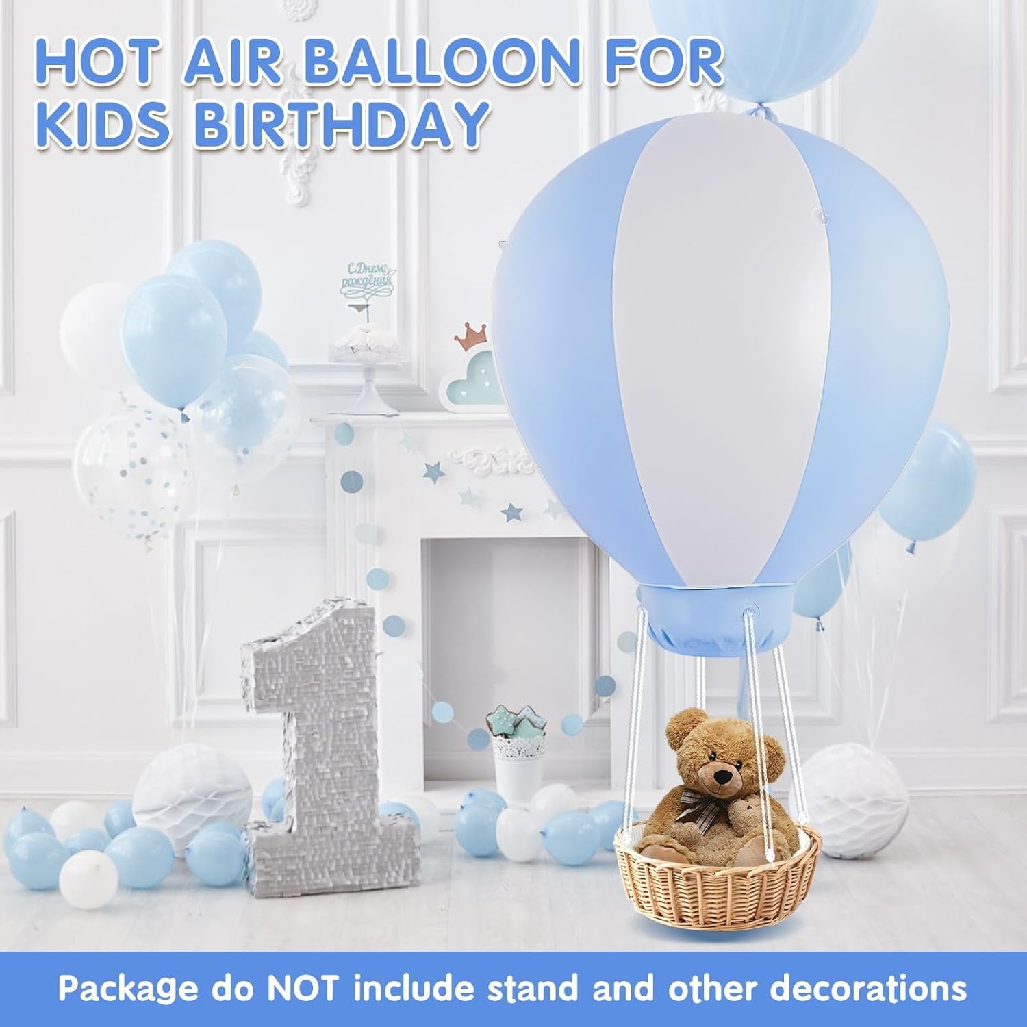 zsertyuh 3FT Hot Air Balloon Decorations  Inflatable Baby Shower Decoration Balloon for Baby Birthday Party Wedding Exhibitions  Air Pump Inclued (Blue)
