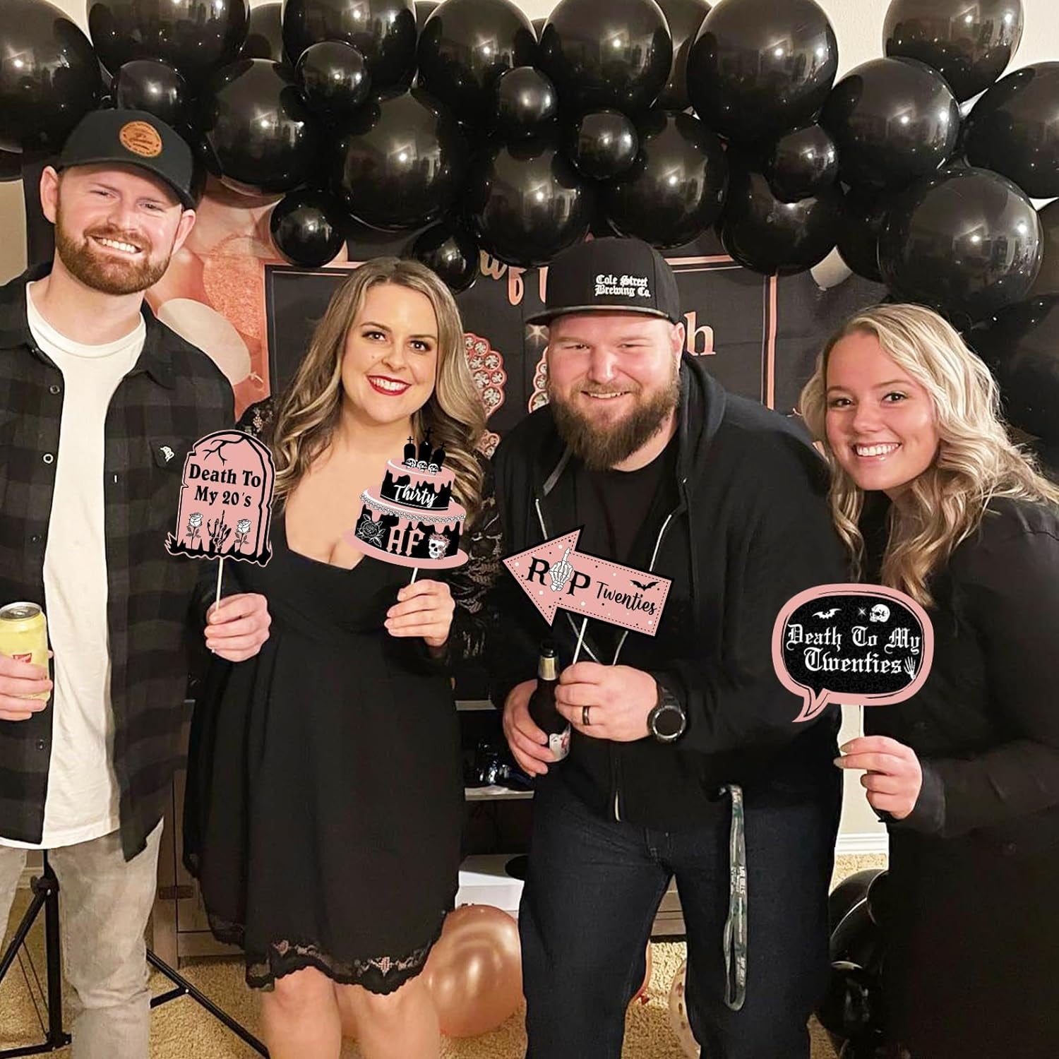 24Pcs 30th Birthday Photo Booth Props, Rip Twenties Birthday Decorations, Death to My 20s Decorations for 30th Birthday Party Supplies Black and Rose Gold