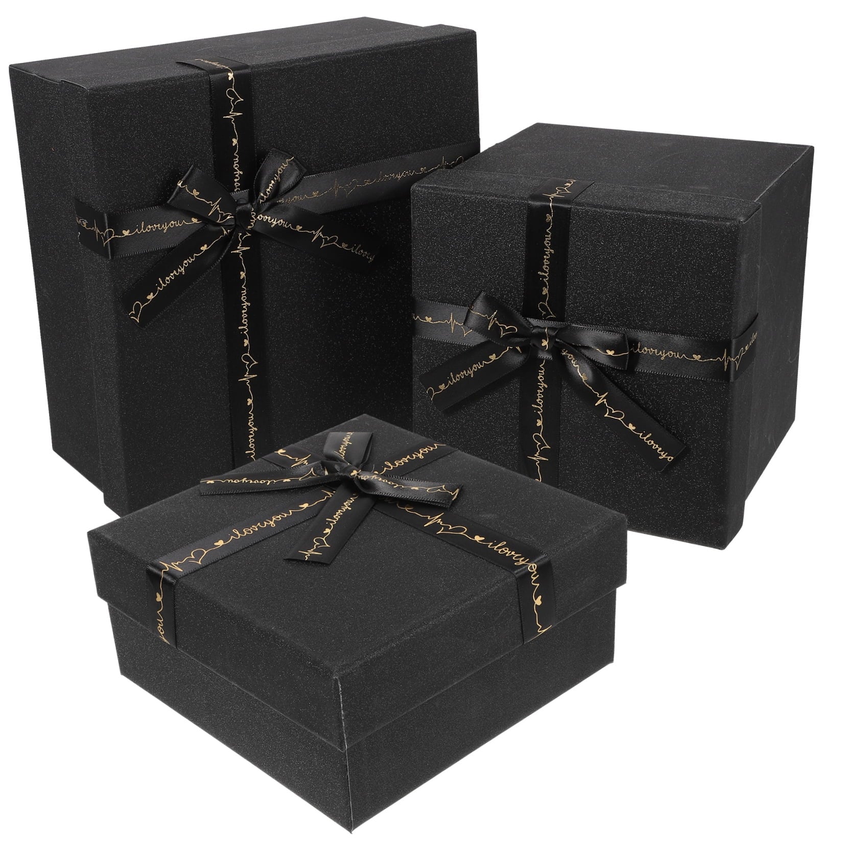 unbranded  3 Pcs Gift Wrapping Boxes Favors Cardboard Crate Bridesmaid Black