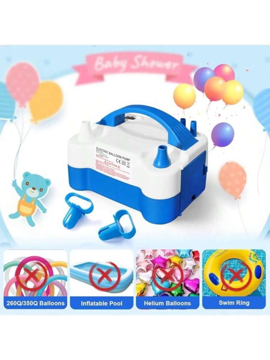 Easter Special Offer Electric Balloon Pump, Portable Automatic Dual Nozzle Inflator With Strapping Tool Suitable For Birthday Balloon Party Decoration BBalloon Machine Double Hole Inflation Pump