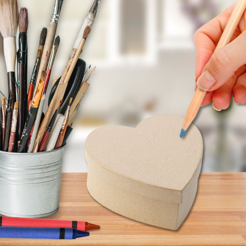 24pc Kraft Rectangle/Heart/Oval Paper Mache Boxes - for Craft Projects - Factory Direct Craft