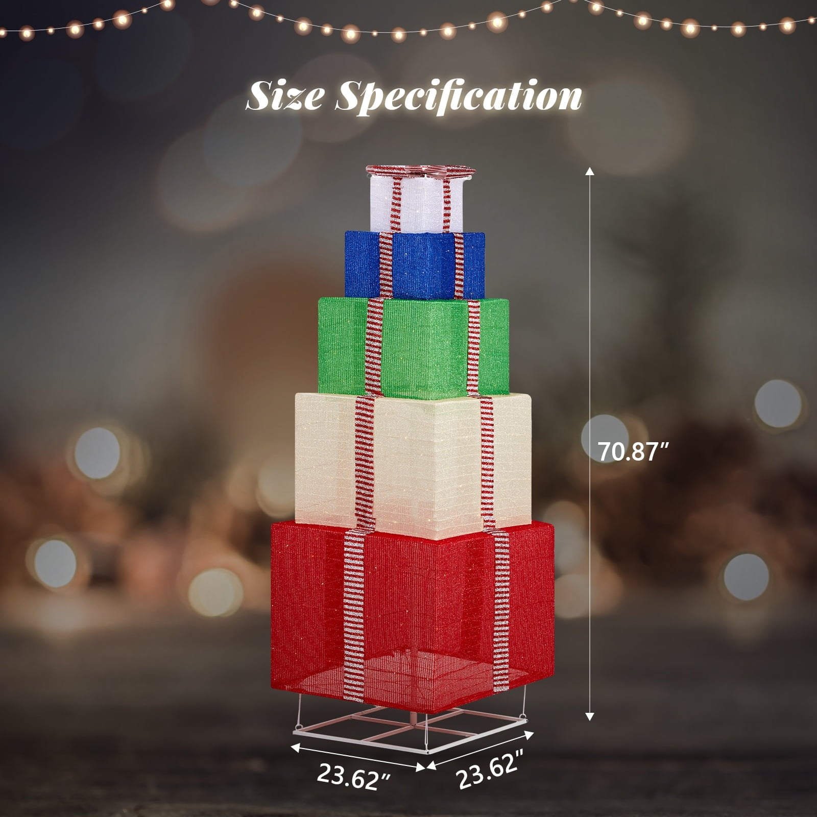 Ktaxon 6FT Lighted Gift Boxes for Christmas Holiday Decor,Outdoor Indoor Christmas Decor,Multi-colored