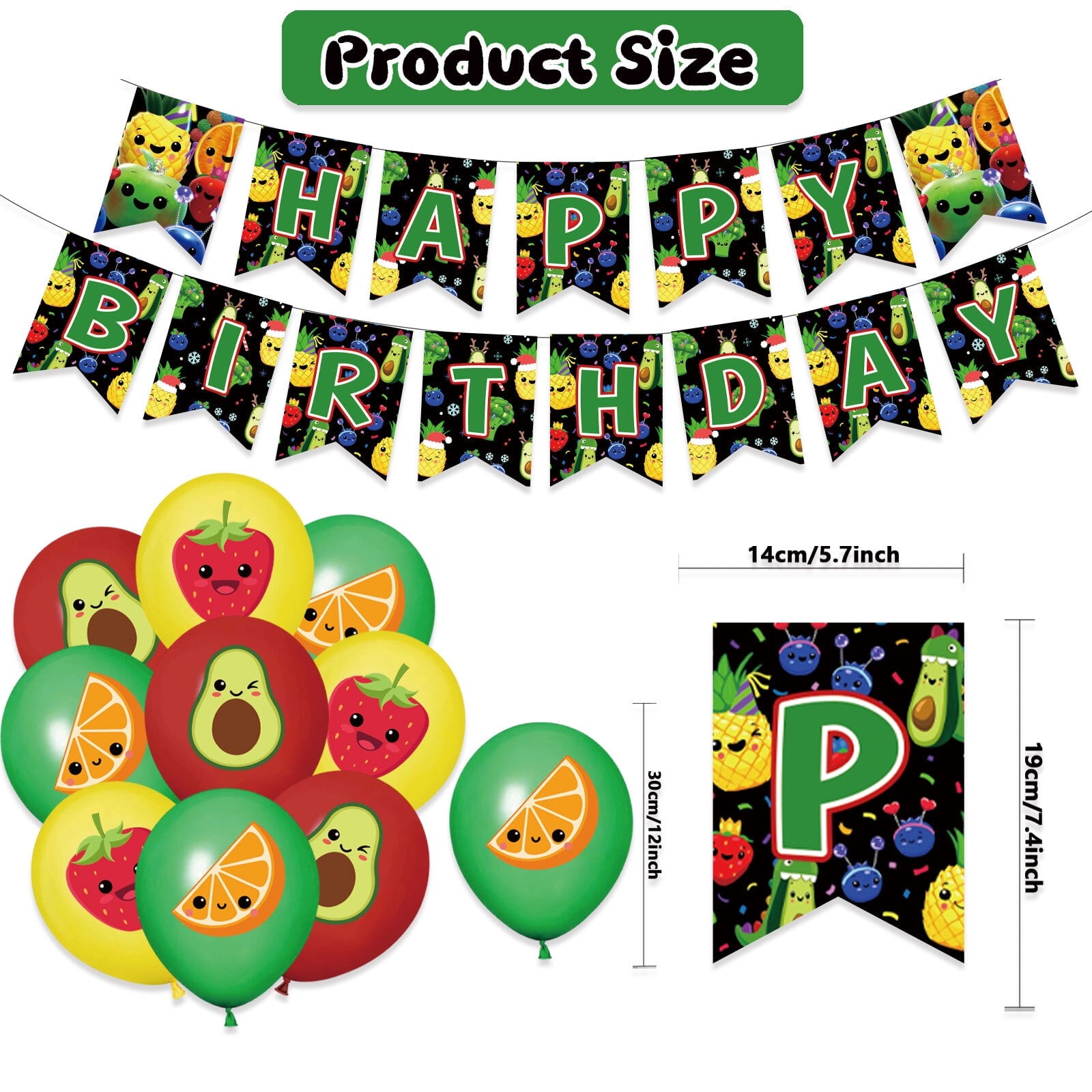 32 Pcs For Hey One Bear Sensory Fruit Theme Birthday Party Decorations,With 1 Happy Birthday Banner Garland,13 Cupcake Toppers,18 Balloons for Party Decorations