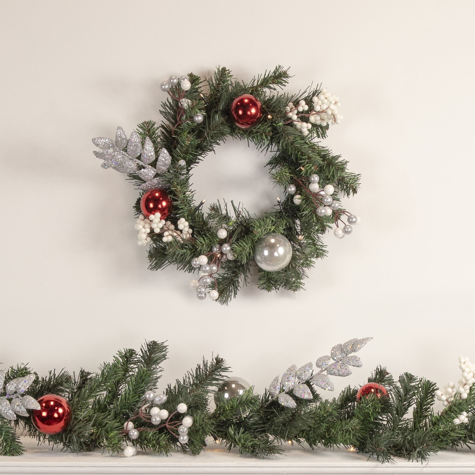 Northlight Pre-Lit LED Battery Operated Pre-Decorated Pine Christmas Garland - 6' x 10" - Warm White