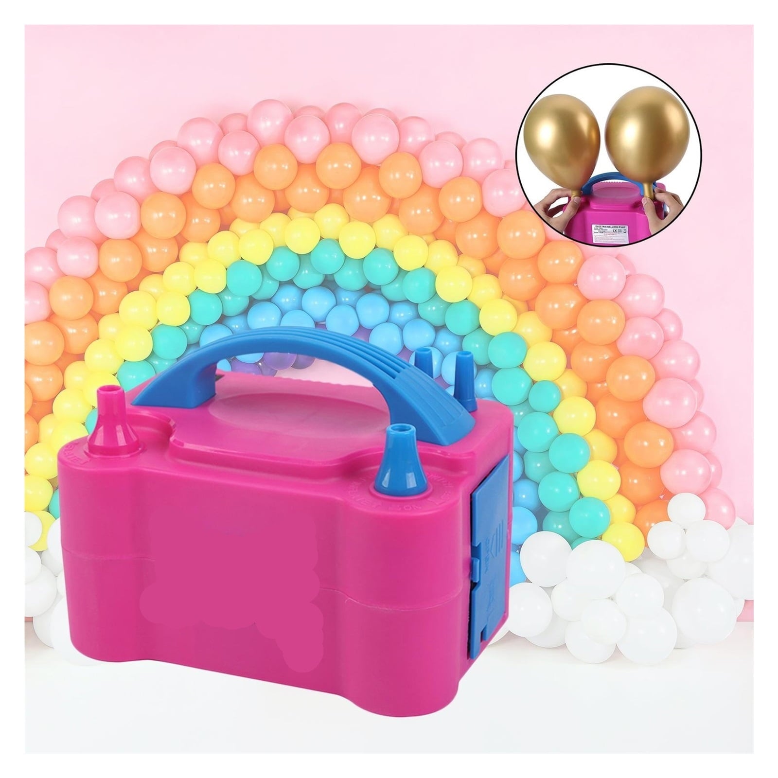 High Power Electric Balloon Pump Inflator Bulk Balloons Filling Dual Nozzle for Double Hole