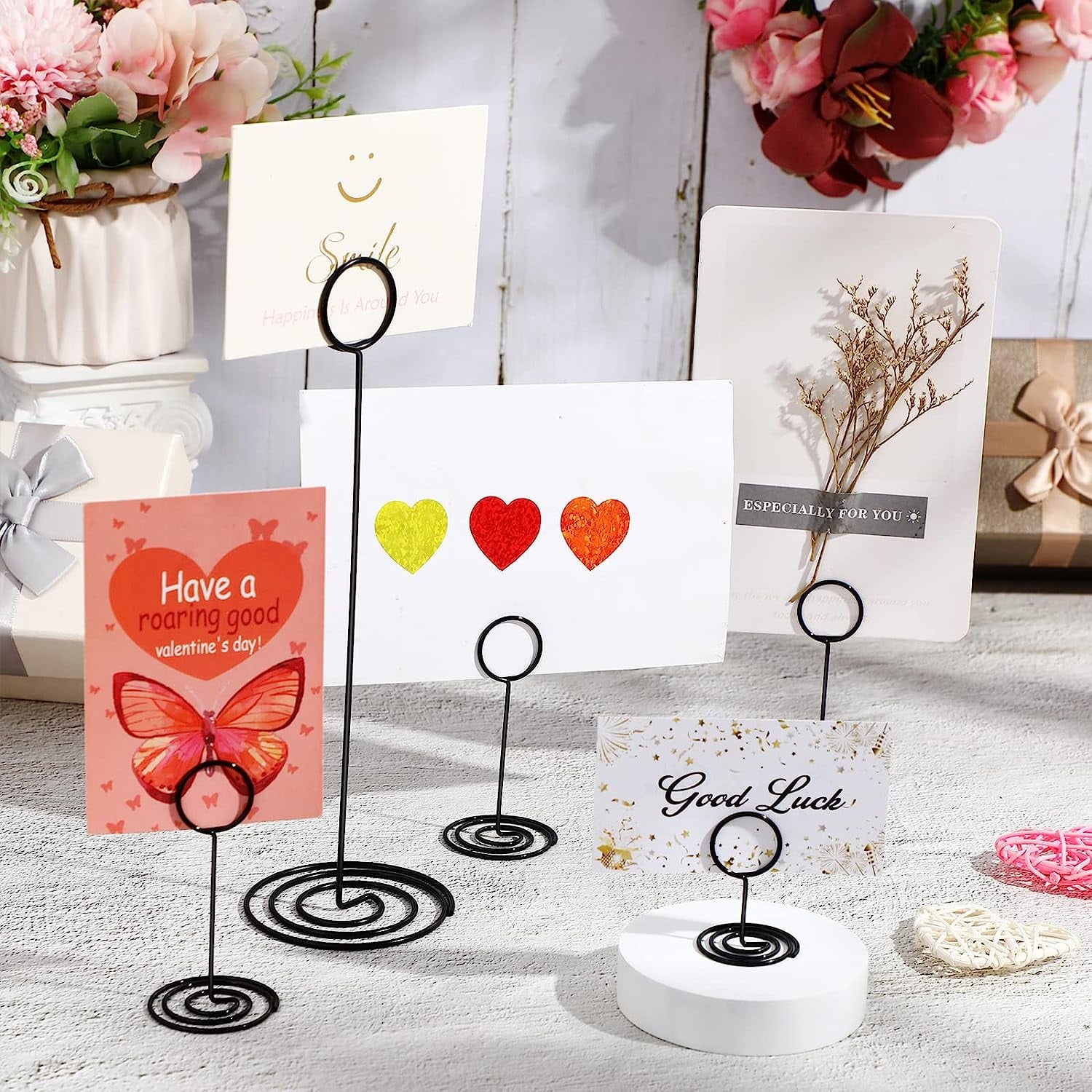 36 Pieces Table Number Holders 3 Size Place Card Holder Name Numbers Menu Memo Note Card Picture Photo Holder Clip Stand Table Sign Holders for Wedding Anniversary Party Display (Black)