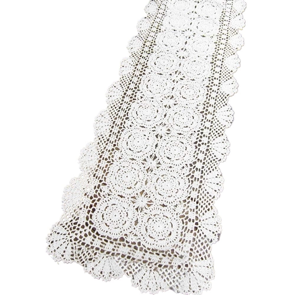 Crochet Lace Table Runner Rectangular Floral Home Dining Table Dresser Décor  Rustic Wedding Bridal Shower Tabletop Cover