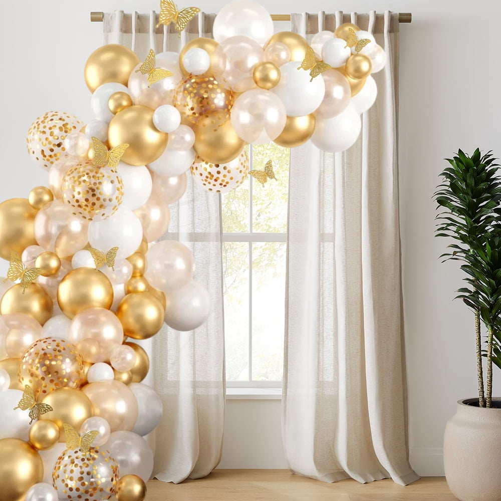 Light luxury gold+dynamic butterfly: balloon set with air pump, time-saving and high-end layout, 111 pieces to fill the atmosphere