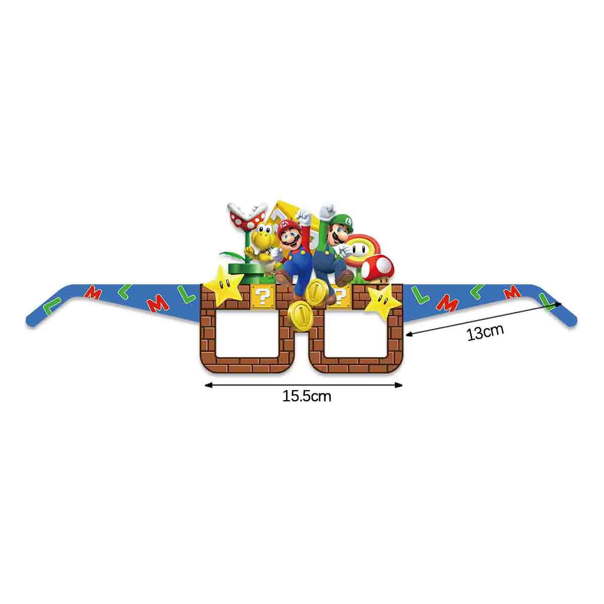 16Pcs Super Mario Bros Themed Glasses, Party Supplies Photo Booth Prop Cartoon Character Cosplay Birthday Gift for Kids.