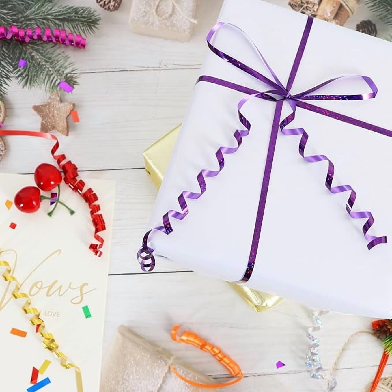 250 Yards Gold Curling Ribbon,0.5cm Wide Crimped Christmas Curling Ribbons for Gift Box Wrapping, Party Decoration, Balloon String, Hair, Ribbons for Florist Flower (purple)