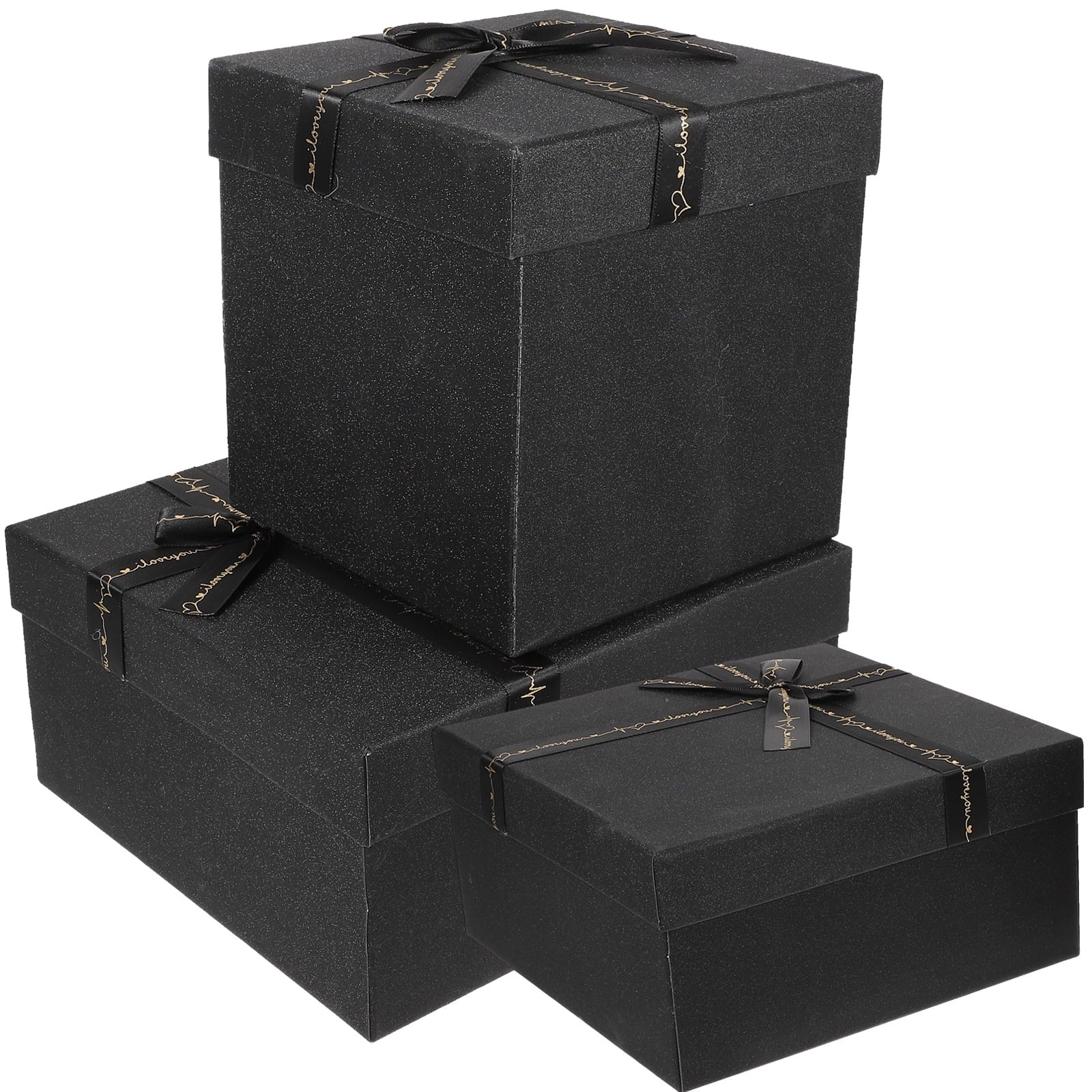 unbranded  3 Pcs Gift Wrapping Boxes Favors Cardboard Crate Bridesmaid Black
